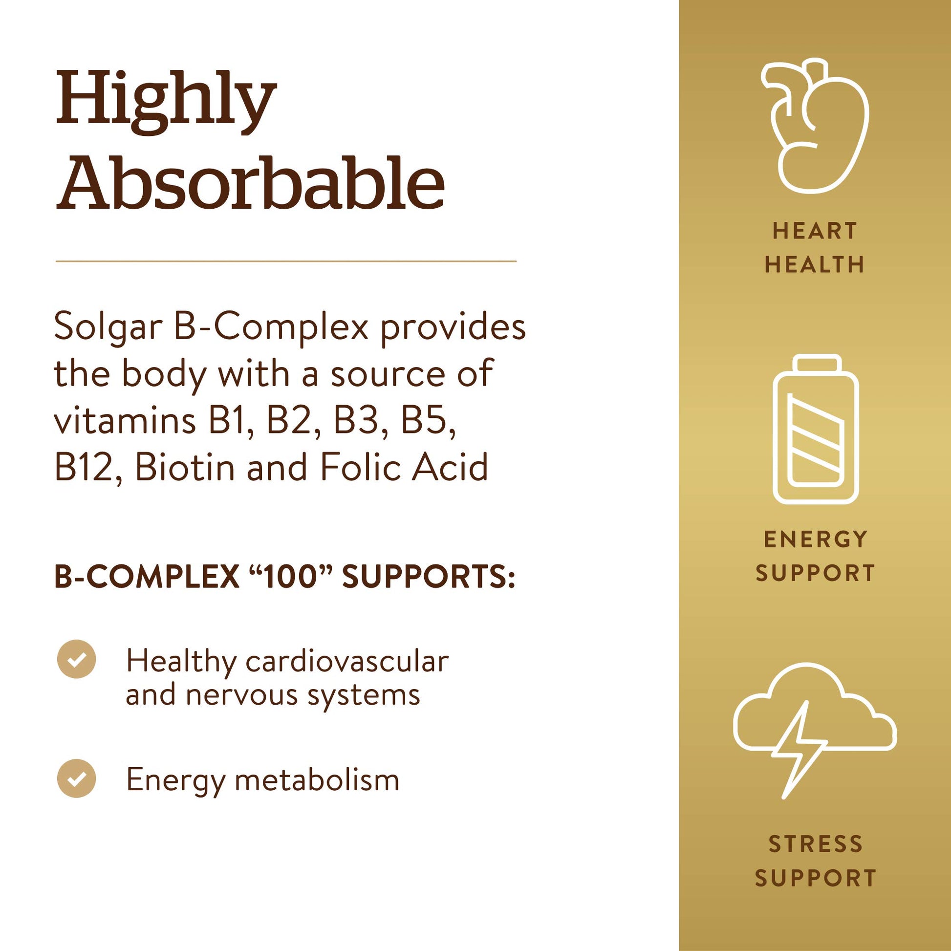 Solgar B-Complex “50”, 100 Vegetable Capsules - Energy Metabolism, Cardiovascular Support, Nervous System Support - Non-GMO, Vegan, Gluten Free, Dairy Free, Kosher - 100 Servings - Medaid International