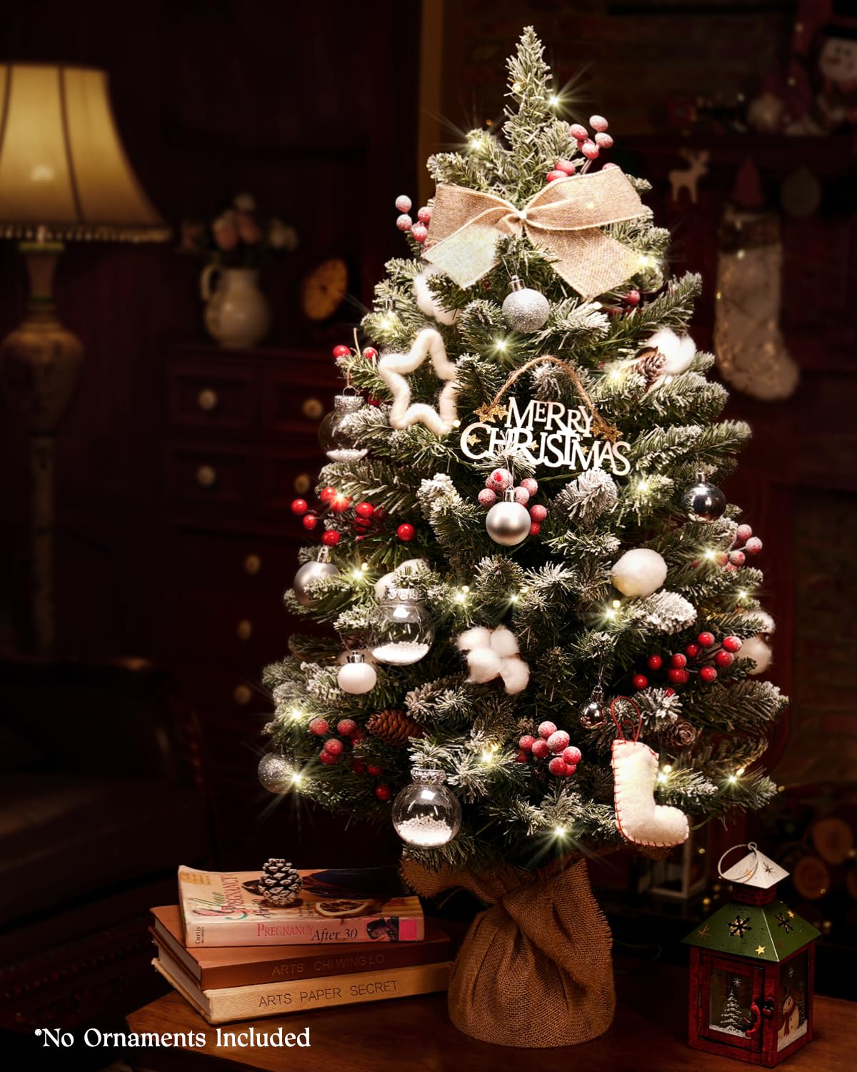 OasisCraft 3ft Tabletop Pre-lit Mini Christmas Tree with LED Lights and Pine Cones, Artificial Tree for Table/Desk Decoration - Medaid International