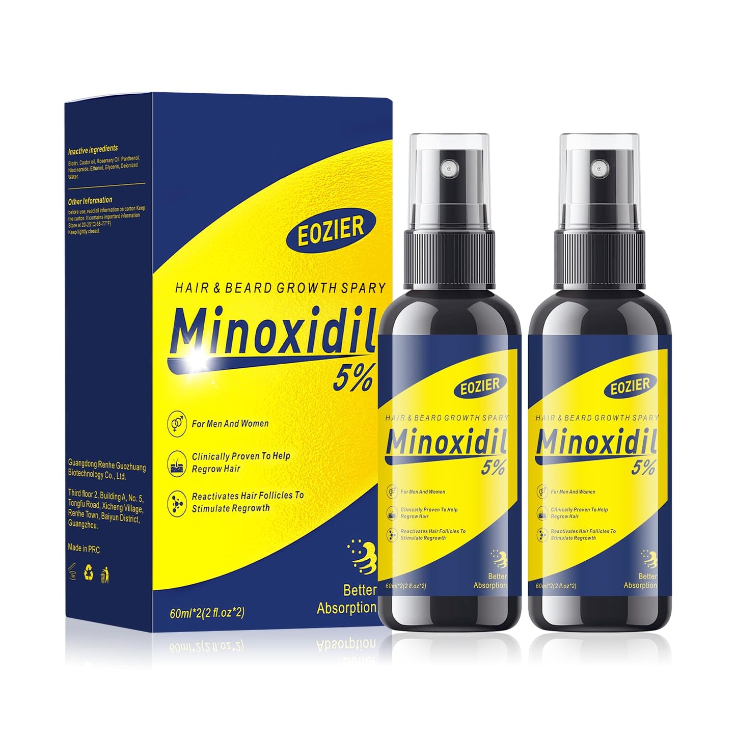 5% Minoxidil with Biotin, Hair Loss Treatments for Women Men Hair Regrowth Treatment, Minoxidil Spray Hair and Beard Mustached Growth Serum Oil, Improves Appearance of Thinning Hair,4 FL OZ/120mL - Medaid International