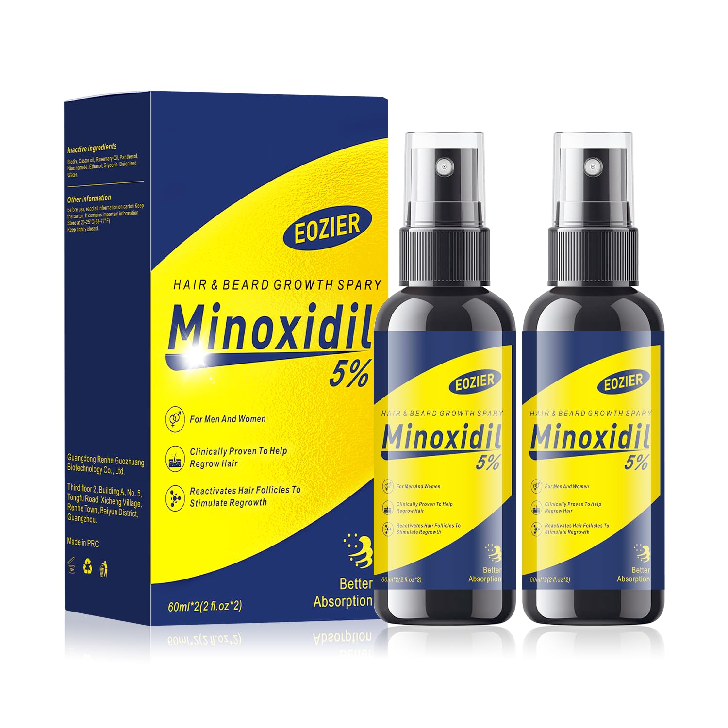5% Minoxidil with Biotin, Hair Loss Treatments for Women Men Hair Regrowth Treatment, Minoxidil Spray Hair and Beard Mustached Growth Serum Oil, Improves Appearance of Thinning Hair,4 FL OZ/120mL - Medaid International
