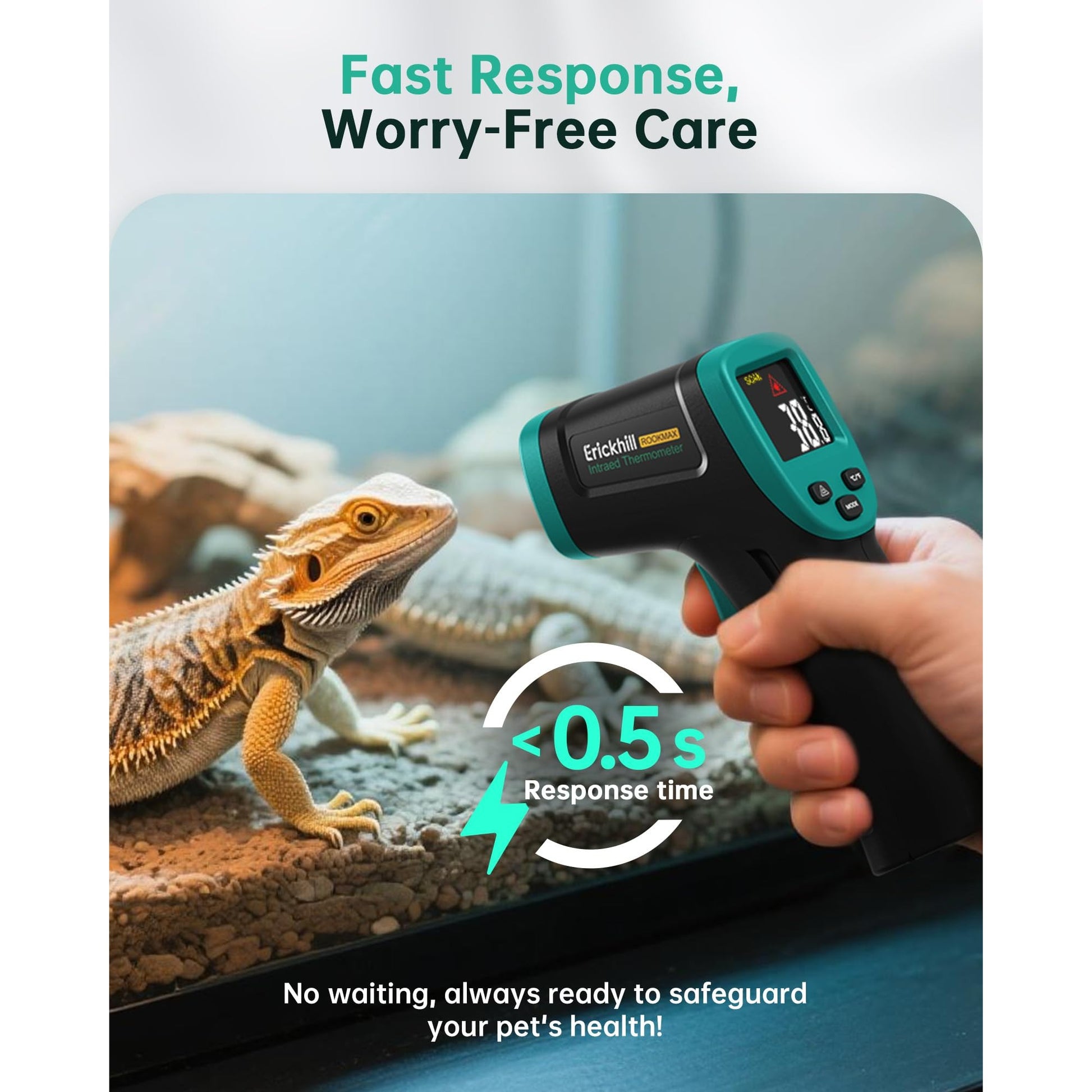 ERICKHILL ROOKMAX Infrared Thermometer Gun, Non-Contact Laser, Adjustable Emissivity, Color LCD, -58°F to 1472°F (-50°C to 800°C), for HVAC, Cooking & BBQ, Automotive, Freezer - Dark Green - Medaid International