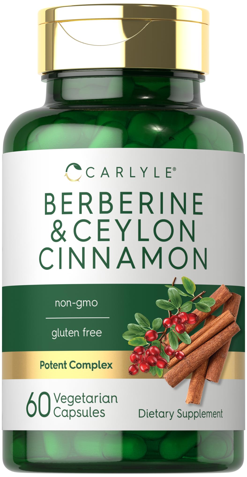 Carlyle Berberine with Ceylon Cinnamon | 2000mg Complex | 60 Capsules | Vegetarian, Non-GMO, Gluten Free - Medaid International