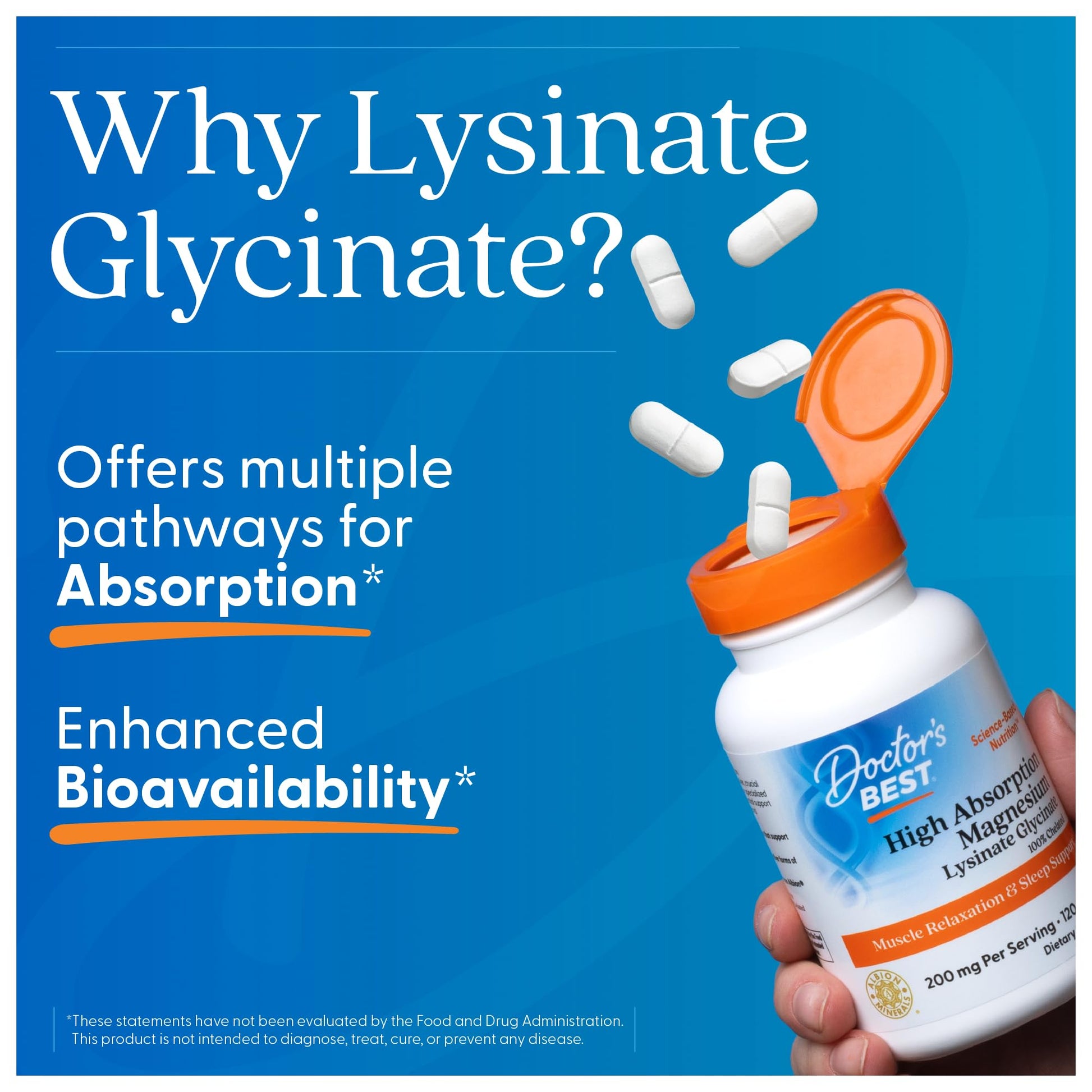 Doctor’s Best High Absorption Magnesium Glycinate Lysinate Supplement - 100% Chelated for Maximum Absorption - Magnesium for Sleep and Muscle Relaxation - 200 Mg Per Serving - 240 Tablets - Medaid International