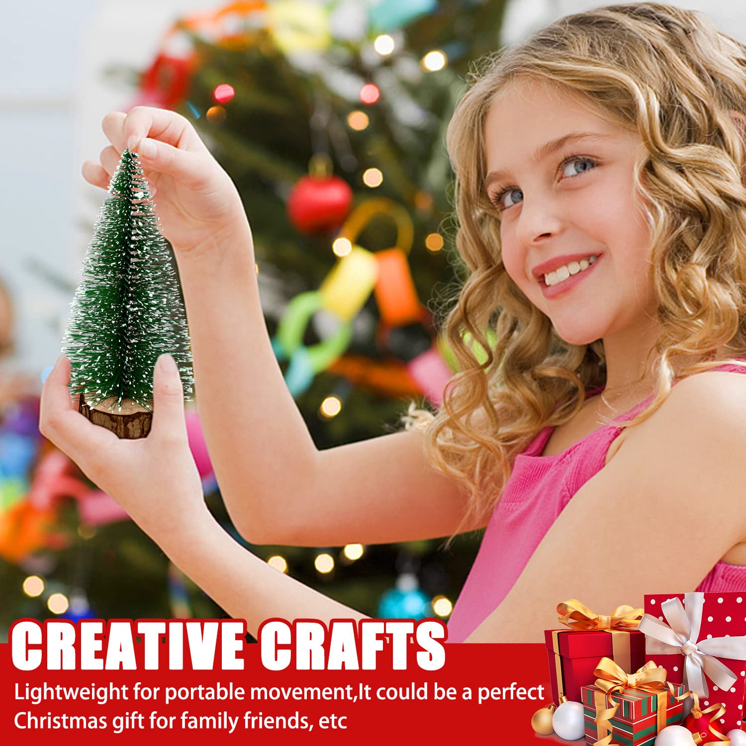 6pcs Mini Christmas Trees Decor, Artificial Bottle Brush Tabletop Trees, 4 Size Holiday Decoration for Xmas (Green) - Medaid International