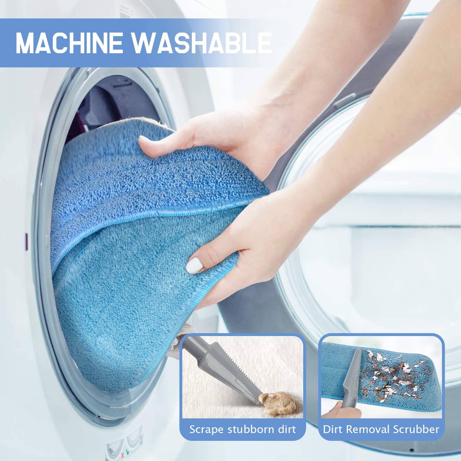 18" Professional Microfiber Mop Floor Cleaning System, Flat Mop with Stainless Steel Handle, 4 Reusable Washable Mop Pads, Wet and Dust Mopping for Hardwood, Vinyl, Laminate, Tile Cleaning - Medaid International