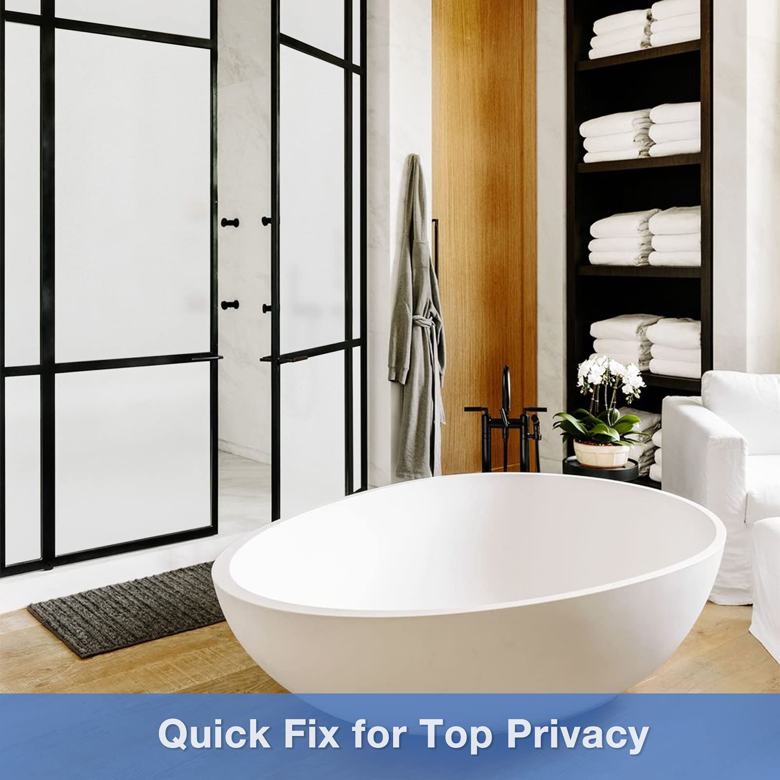 Window Privacy Film Frosted Glass Window Film Sun Blocking Non Adhesive Heat Blocker Static Window Clings Opaque Decorative Window Stickers for Bathroom Home Office 11.8 x 78.7 Inches, Pure - Medaid International