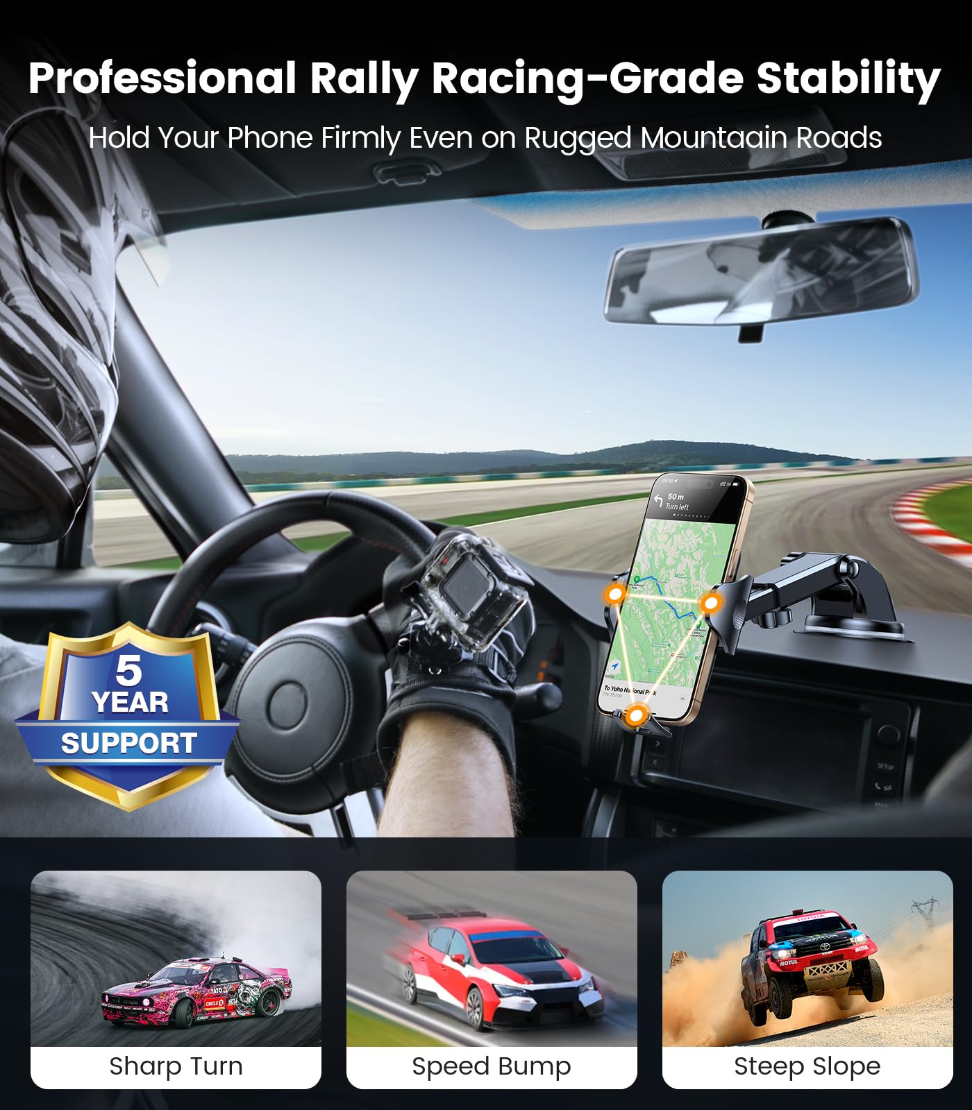 VICSEED [No.1 Powerful Suction] [Rally Racing-Grade Stability] Phone Holders for Your Car 2025 Upgraded Car Phone Holder Mount Truck Stand for Dashboard Windshield Vent for iPhone Samsung All Phones - Medaid International