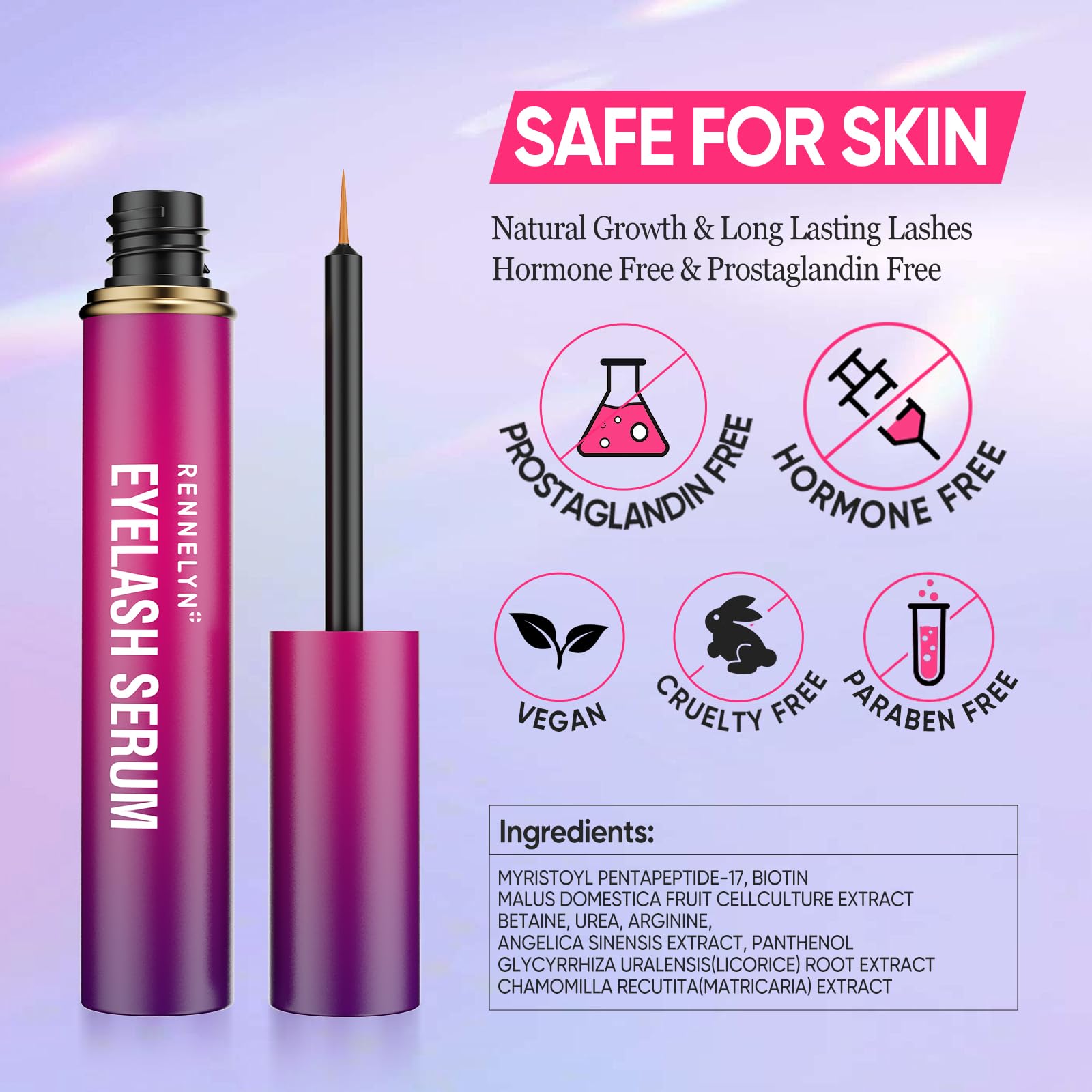 Eyelash Serum Lash Growth Enhancer: Advanced Natural Formula for Long Thickening Eyelashes - Safe for Sensitive Eyes 5ML Hormones Free - Medaid International