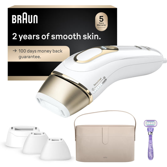 Braun Smart IPL, Silk·Expert Pro 5: at Home Laser Hair Removal for Women and Men, Permanent Visible Hair Reduction in Hair Regrowth for Body & Face, Wide Head and Two Precision Heads, IPL5347 - Medaid International