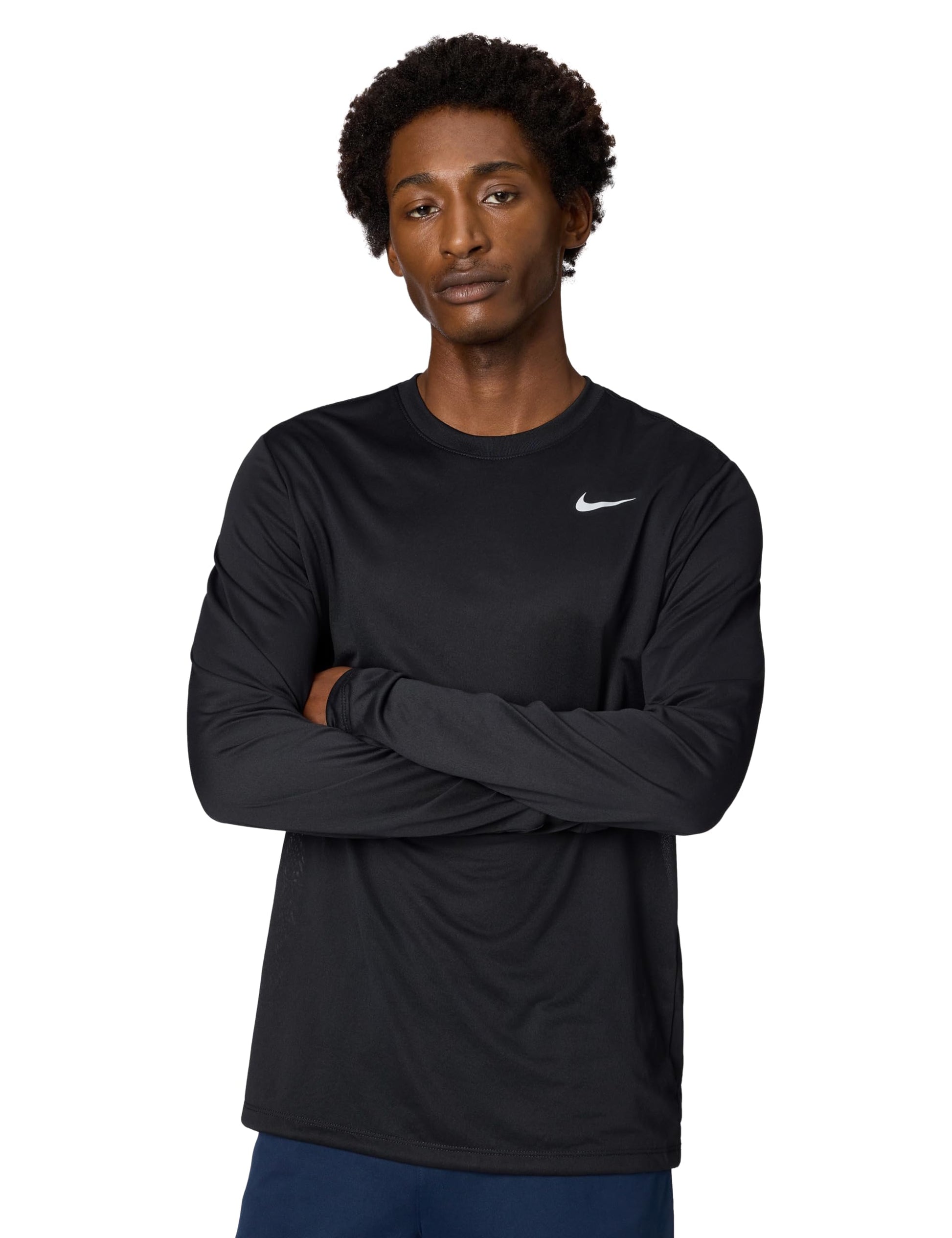 Nike Men's Dri-Fit Legend Long-Sleeve Fitness Top, Black/Matte Silver, Medium - Medaid International