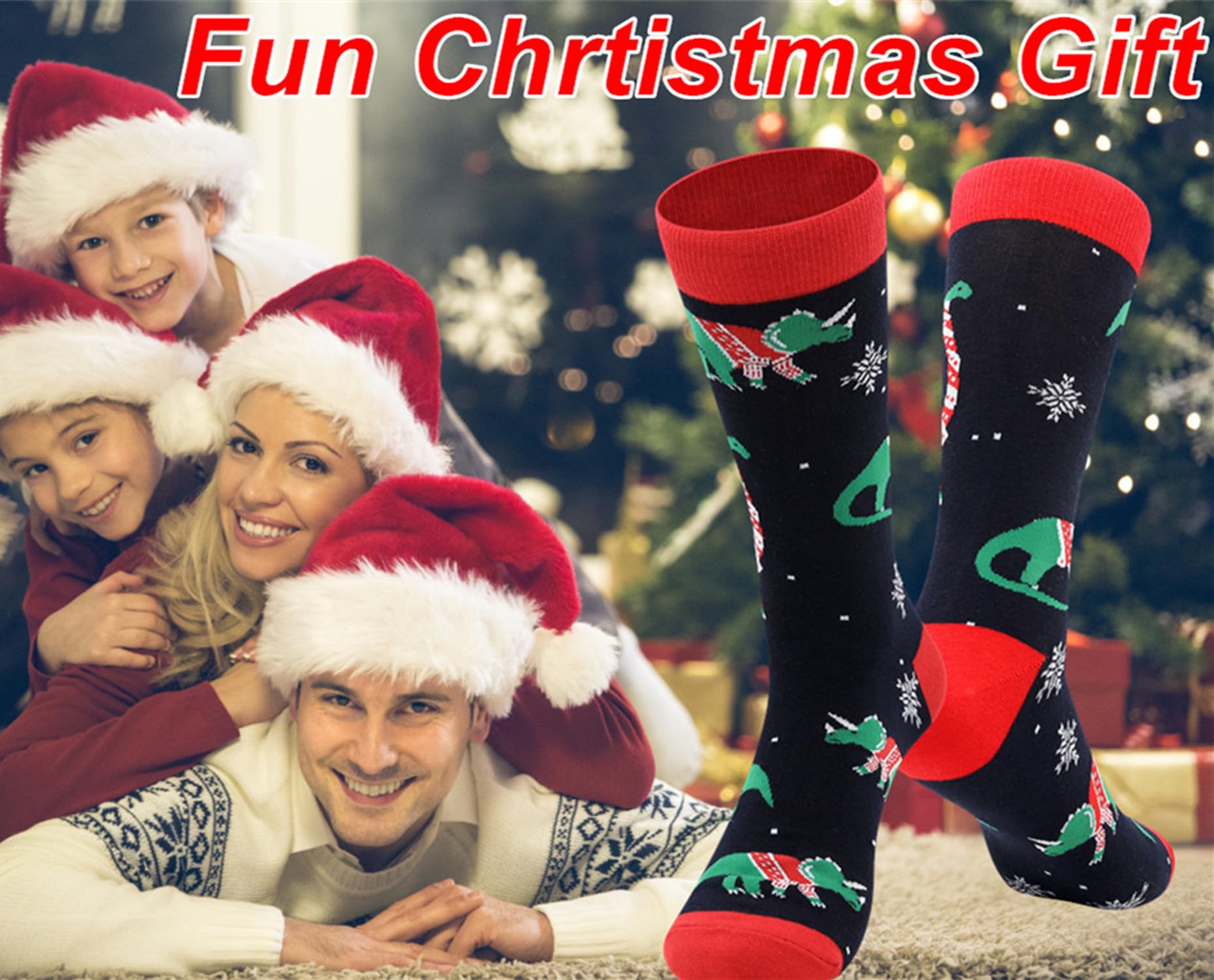BISOUSOX Mens Christmas Socks Crazy Funny Dress Colorful Novelty Warm Winter Socks Christmas Gifts for Men Women - Medaid International