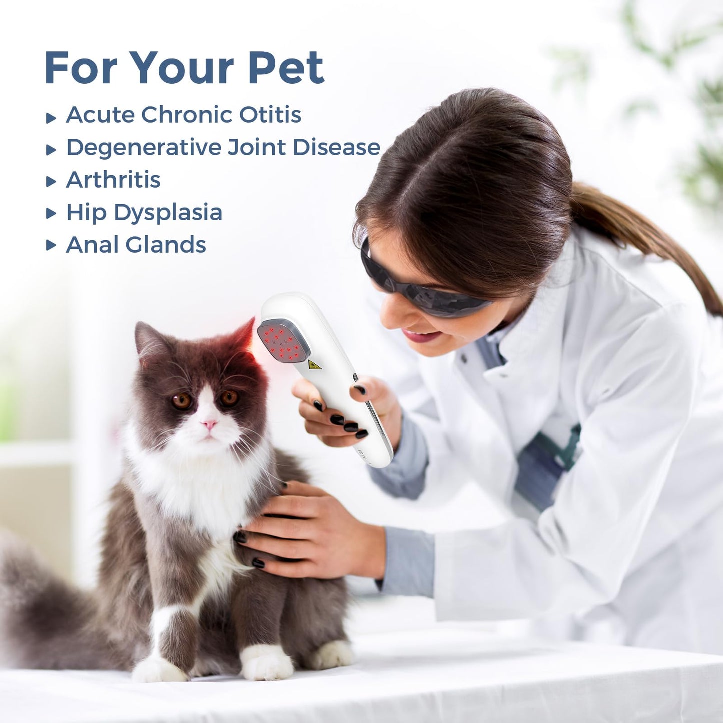 Red Light Therapy Device for Shoulder Back Knee Joint Muscle Pain Relief, 13pcs x 650nm + 3pcs x 808nm, 4 Power + 4 Timer, Handheld Cold Laser Therapy Device for Dogs Pet Horse - Medaid International