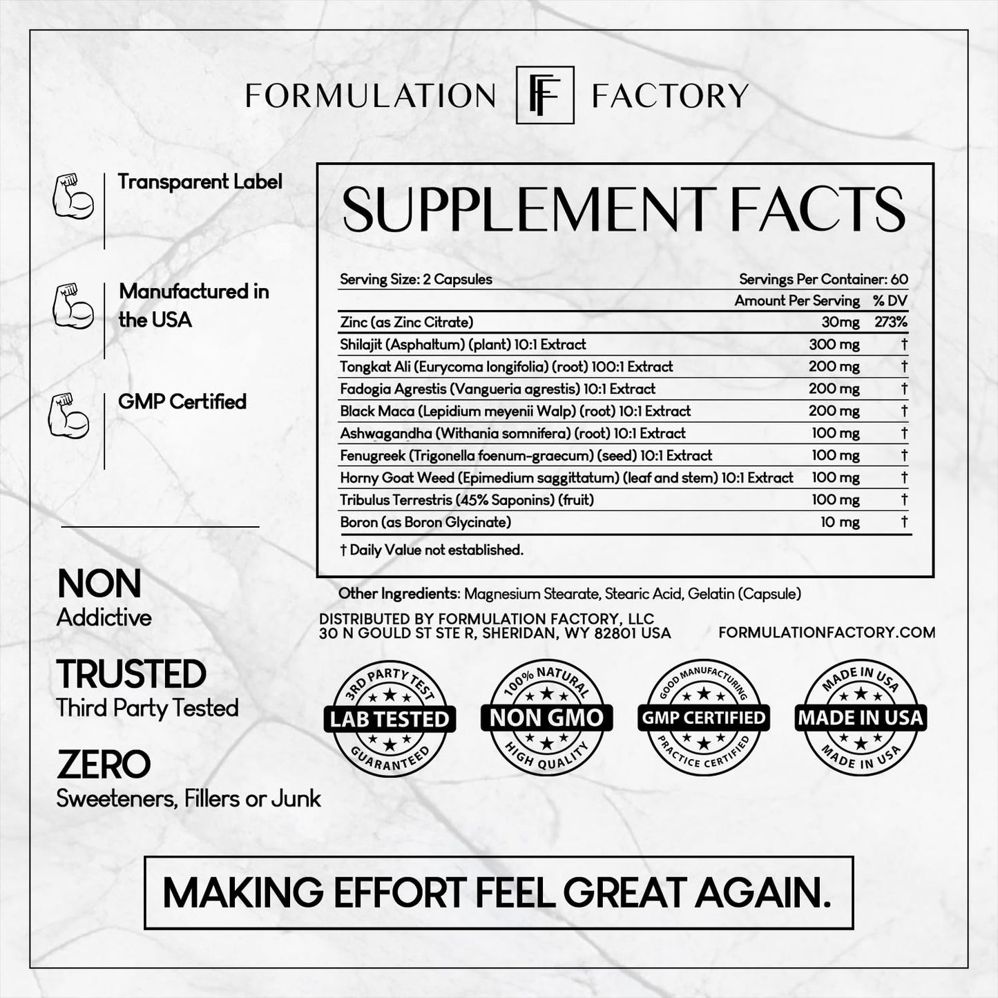 Formulation Factory Self Obsessed 10 in 1 Masculinity Maximizer Supplement, Shilajit for Men, Tongkat Ali, Ashwaganda, Fenugreek Muscle Growth, Energy, Drive, Strength, Recovery 2 Month (Pack of 1) - Medaid International