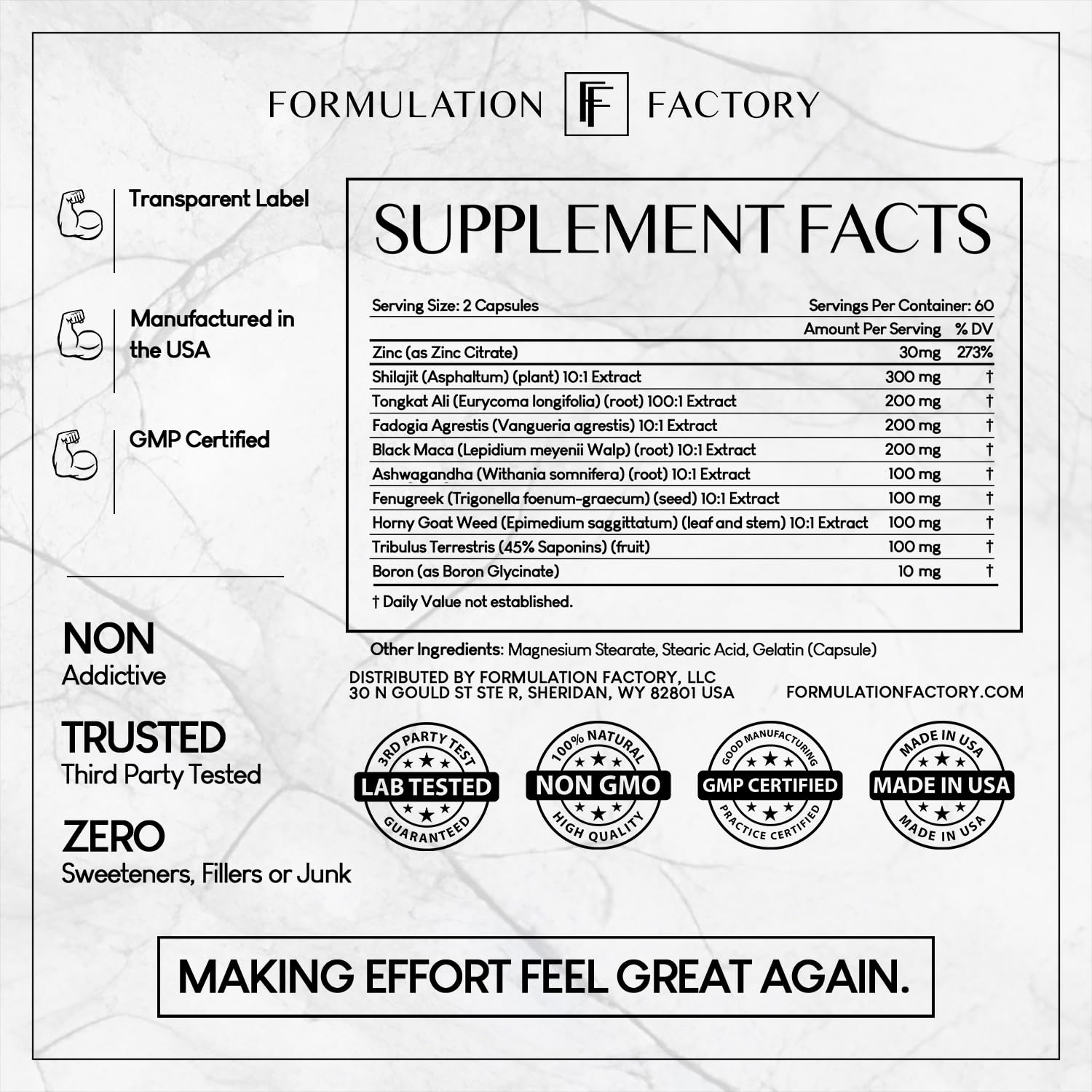 Formulation Factory Self Obsessed 10 in 1 Masculinity Maximizer Supplement, Shilajit for Men, Tongkat Ali, Ashwaganda, Fenugreek Muscle Growth, Energy, Drive, Strength, Recovery 2 Month (Pack of 1) - Medaid International