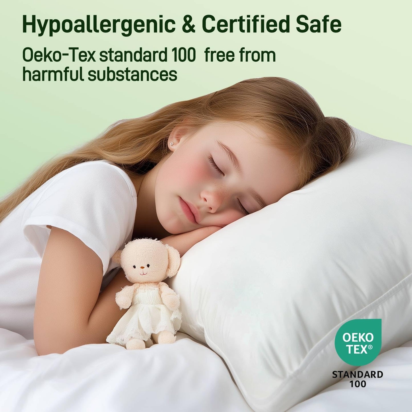 Hypoallergenic Bamboo Viscose Shell, Soft Queen/Standard Size Bed Pillow with Down Alternative Filling, Oeko-Tex Certified, Luxury Hotel Quality for Back, Stomach and Side Sleepers - Medaid International