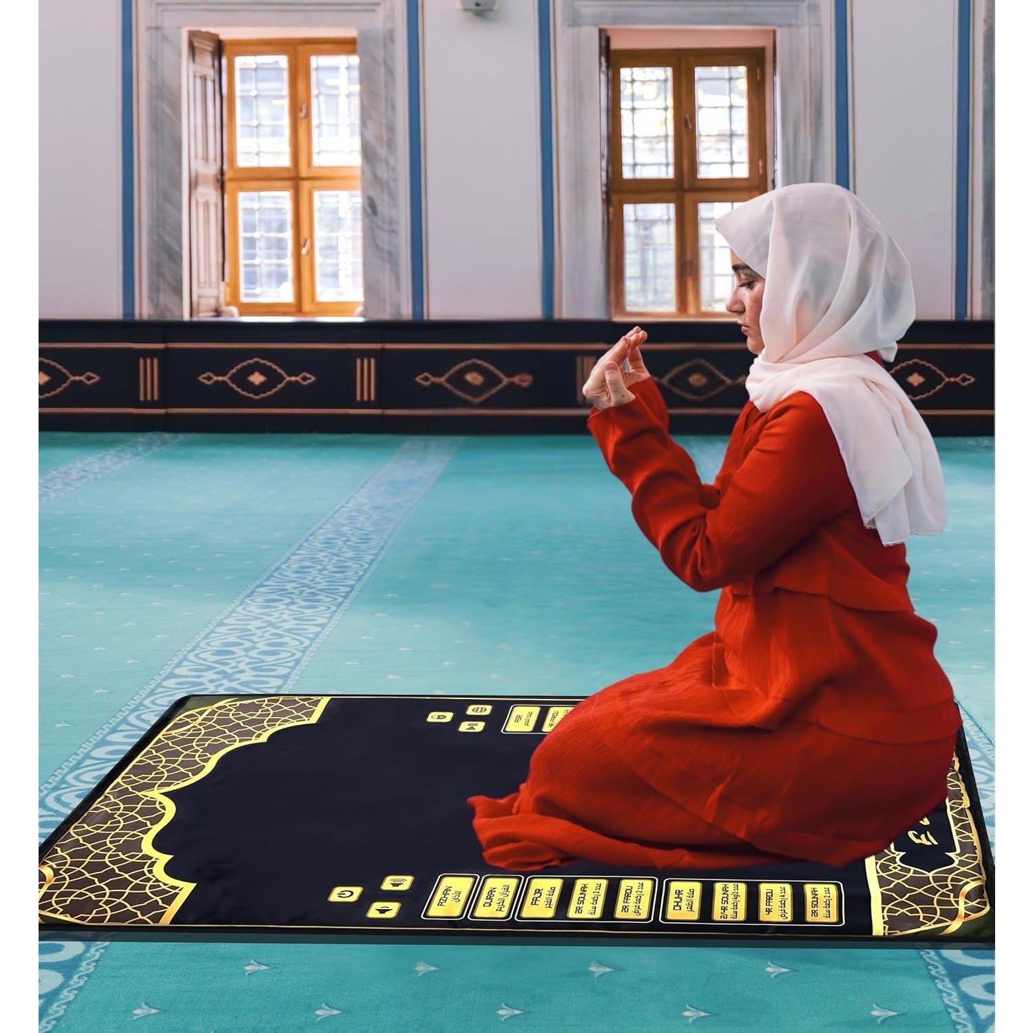 EZDAL Smart Interactive Prayer Mat V3 – Touch Sensor Quran Recitations Multilingual Portable Foldable Salah Mat - Islamic Audio Prayer Rug for Kids Women Men & Adults - Medaid International