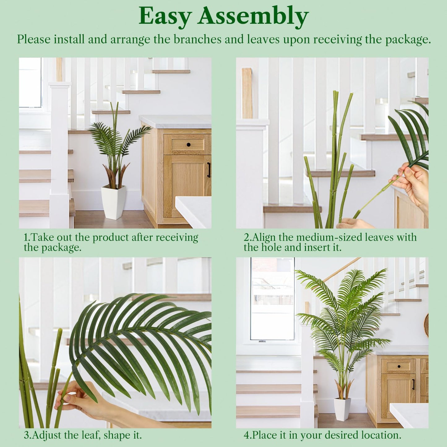 Alupssuc 5ft Artificial Palm Tree with White Planter, Tall Fake Palm Tree with Natural Trunk and Lifelike Leaves for Home Office Housewarming Gift, Artificial Silk Plant for Living Room Decor Indoor - Medaid International