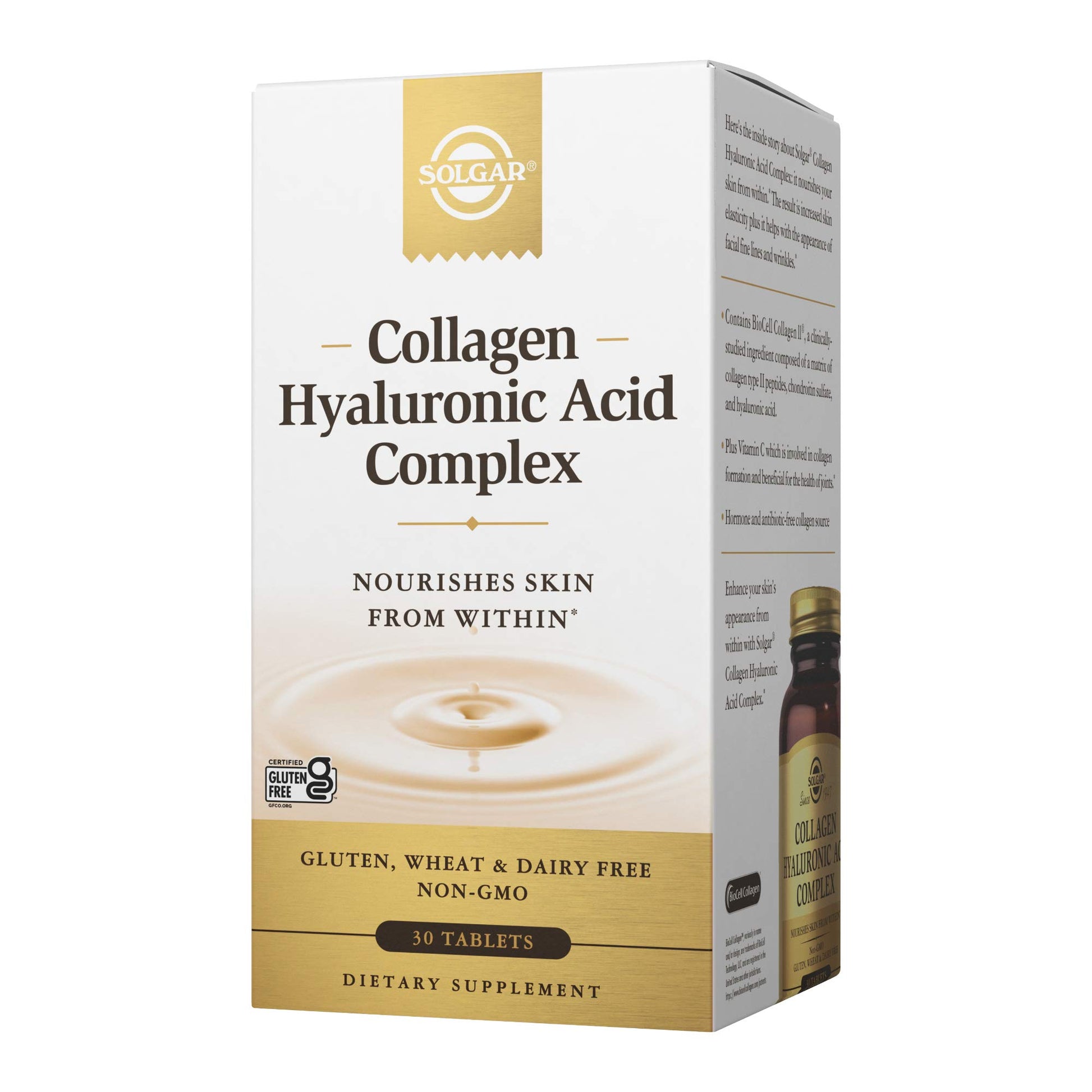 Solgar Collagen Hyaluronic Acid Complex, 30 Tablets - Hydrolyzed Collagen Type 2 - Helps with Fine Lines & Wrinkles - Boosts Skin Collagen & Elasticity - Non-GMO, Gluten & Dairy Free - 30 Servings - Medaid International