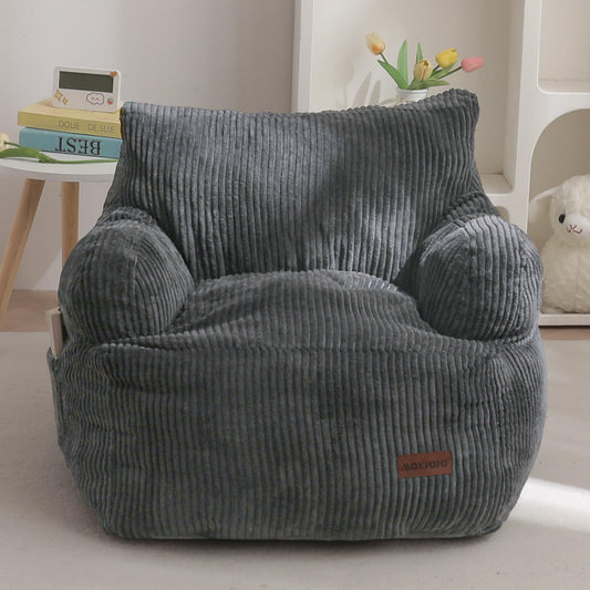 MAXYOYO Kids Bean Bag Chair, Stuffed Toddler Bean Bag Sofa with Filler Bean Bag Chair for Boys and Girls, Lazy Sofa with Pocket Floor Chair for Gaming, Reading, Dark Grey - Medaid International