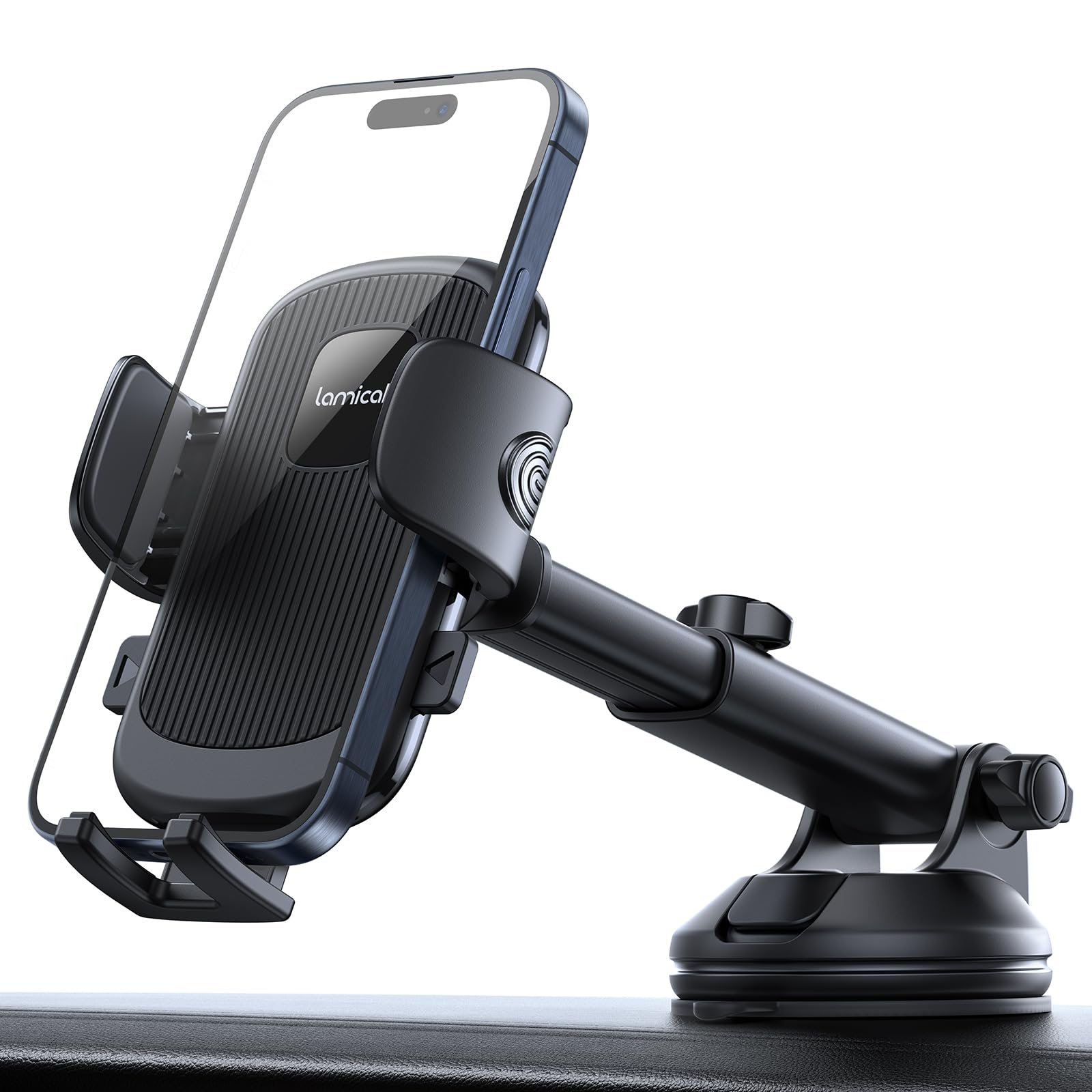 Lamicall Car Phone Holder - [Strongest Military-Grade Suction Cup] 360° Rotation Phone Holders for Your Car Quick Release Adjustable Car Phone Mount Dashboard for iPhone 17 16 Galaxy Smartphone Truck - Medaid International