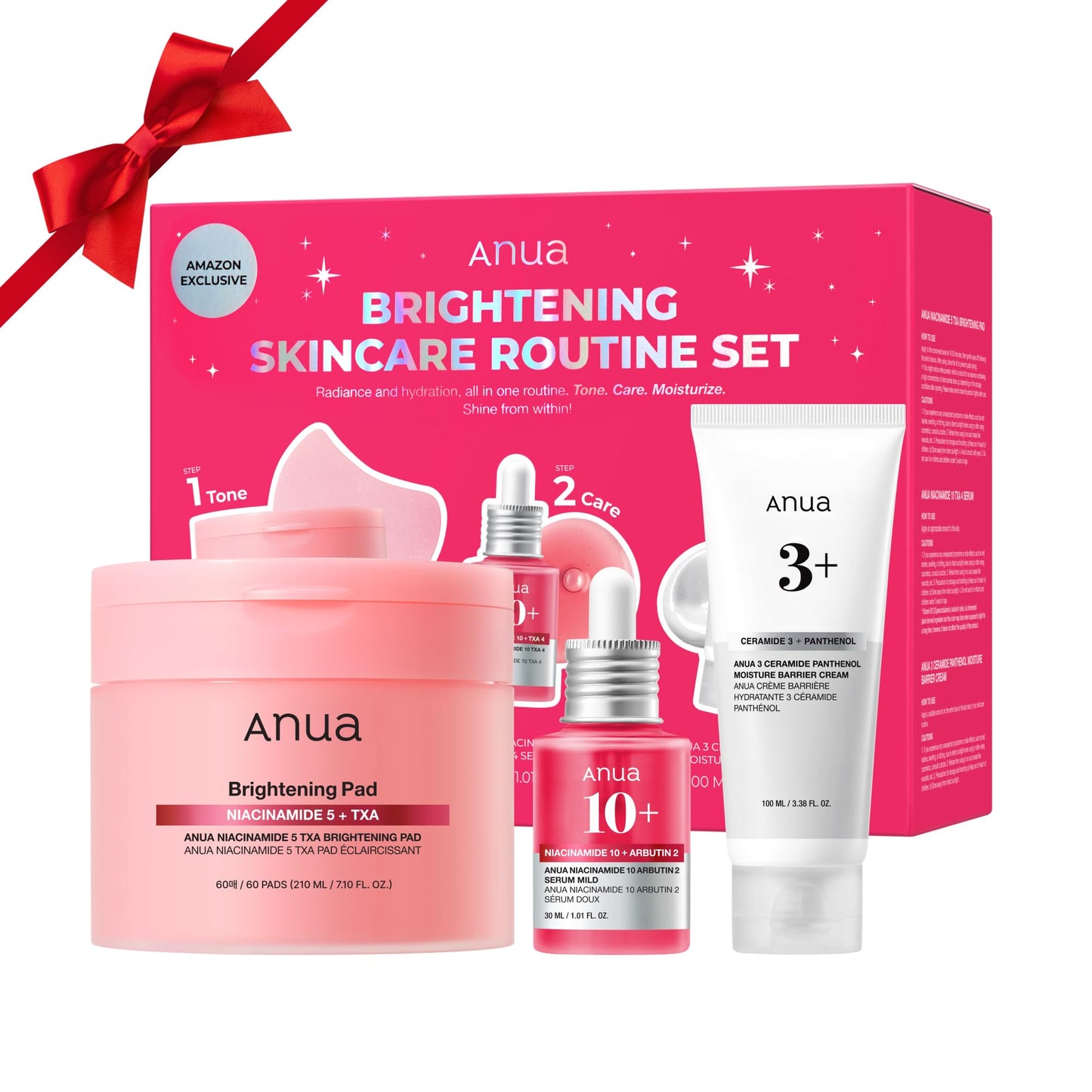 ANUA BRIGHTENING Niacinamide Skincare Routine Set (Amazon Exclusive Set), Niacinamide Serum & Toner Pad & Face Moisturizer, Skin clarity, Moisture barrier for Daily care, Korean Skincare Set - Medaid International
