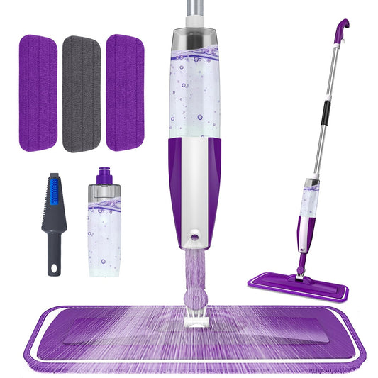 Microfiber Spray Mop for Floor Cleaning - Reusable Floor Mop with 3 Washable Pads, Refillable Bottle Flat Mop with Sprayer for Hardwood Laminate Wood Floor Cleaning - Medaid International