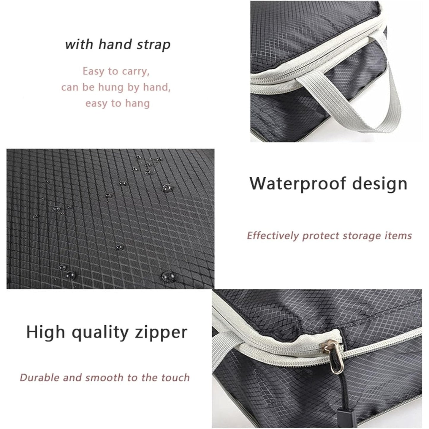 Reheyre - Travel Storage Bag Packing Cubes for Travel, Waterproof Zipper Closure Nylon Travel Suitcase Clothes Pants Organizer Pouch Lightweight Luggage Storage Bag Black L