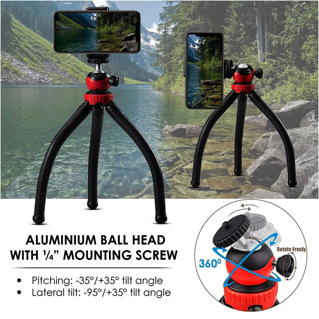 Flexible Octopus Tripod for Phone & Camera ‚Äì Mini Tripod Travel Stand with Phone Clip Mount - Medaid International