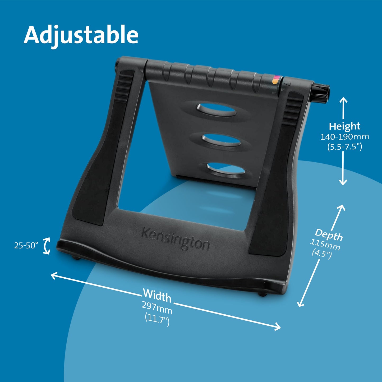 Kensington Easy Riser Portable Ergonomic Laptop Cooling Stand (12"-17") for Laptops, Chromebooks Macbooks and Wacom devices – Grey (K60112AM), Gray - Medaid International