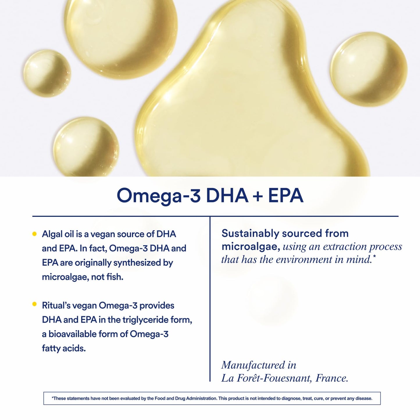 Ritual Omega 3 - Vegan - Science-Backed Dose of DHA & EPA Fatty Acids in 2:1 Ratio, Bioavailable, Brain and Heart Health Support, Minimal Burp-Back, Sustainably Sourced Microalgae, 30 Day Supply - Medaid International