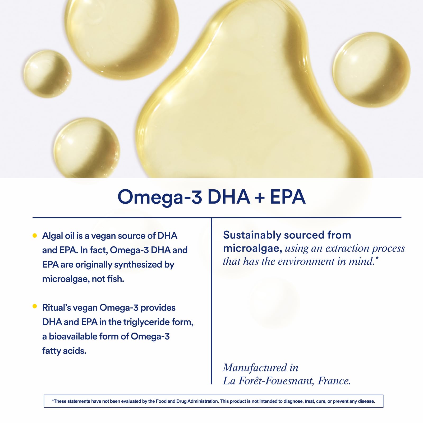 Ritual Omega 3 - Vegan - Science-Backed Dose of DHA & EPA Fatty Acids in 2:1 Ratio, Bioavailable, Brain and Heart Health Support, Minimal Burp-Back, Sustainably Sourced Microalgae, 30 Day Supply - Medaid International