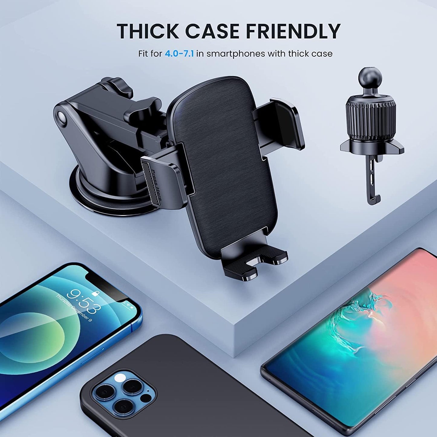 TICILFO Phone Mount for Car Phone Holder [Military-Grade Suction & Stable Clip] Car Phone Holder Mount Windshield Dashboard Air Vent Universal Automobile Mount Fit for All iPhone Android Smartphones - Medaid International