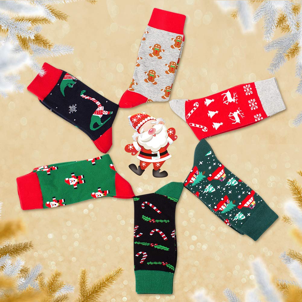 BISOUSOX Mens Christmas Socks Crazy Funny Dress Colorful Novelty Warm Winter Socks Christmas Gifts for Men Women - Medaid International
