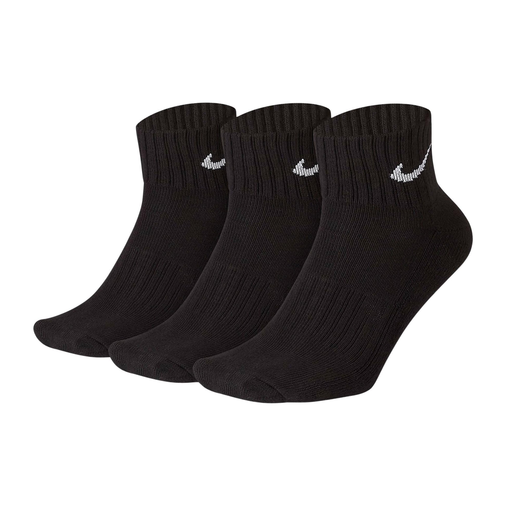 Nike Men's 3 Pack Value Quarter Socks (Black/White, XL) - Medaid International