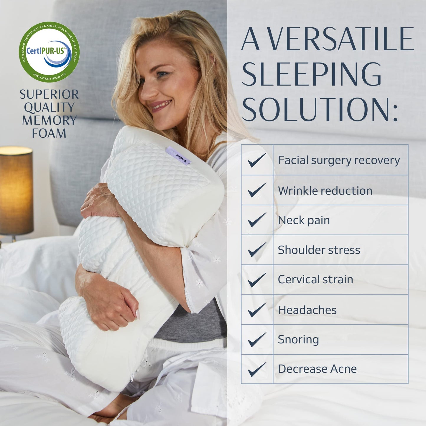 YourFacePillow- Back Sleeper Beauty Pillow, Cervical Neck Pillow, Patented Contour Memory Foam Pillow, Ergonomic Neck, Back and Shoulder Support. Back Sleeping Reduces Pressure on Skin - Cooling - Medaid International