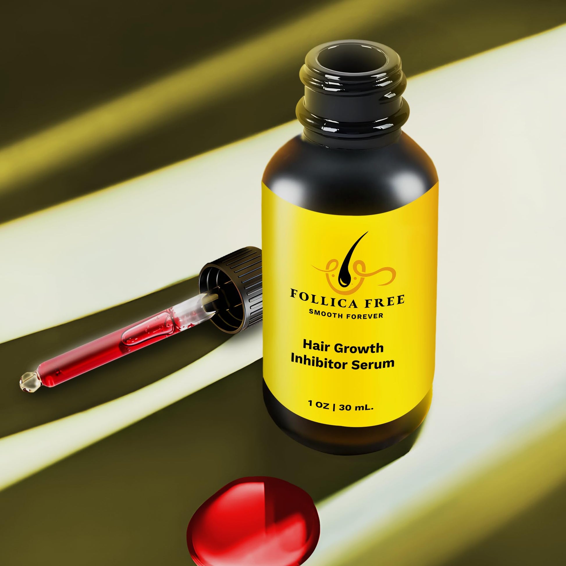 Follica Free Organic Cold-Pressed Red Cyperus Rotundus Oil, Hair Growth Inhibitor, Ingrown Hair Prevention, Laser Hair Removal Alternative, Orange Scented, 1 Oz. Bottle - Medaid International