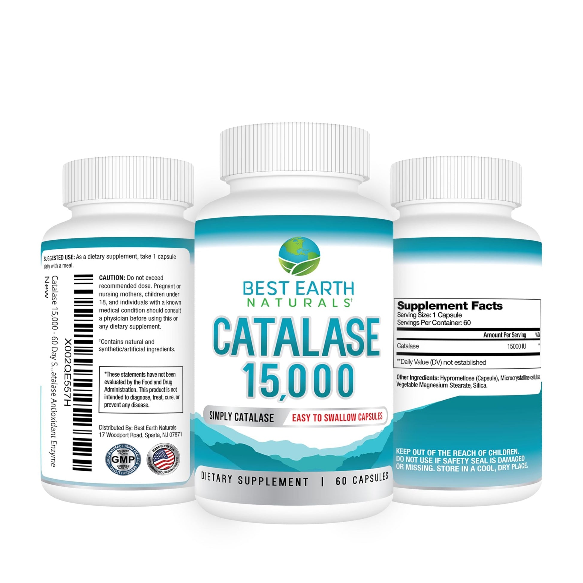 Best Earth Naturals Catalase Supplement 15,000 - Hair Supplements for Strong Hair - 60 Capsules (60-Day Supply) - Medaid International