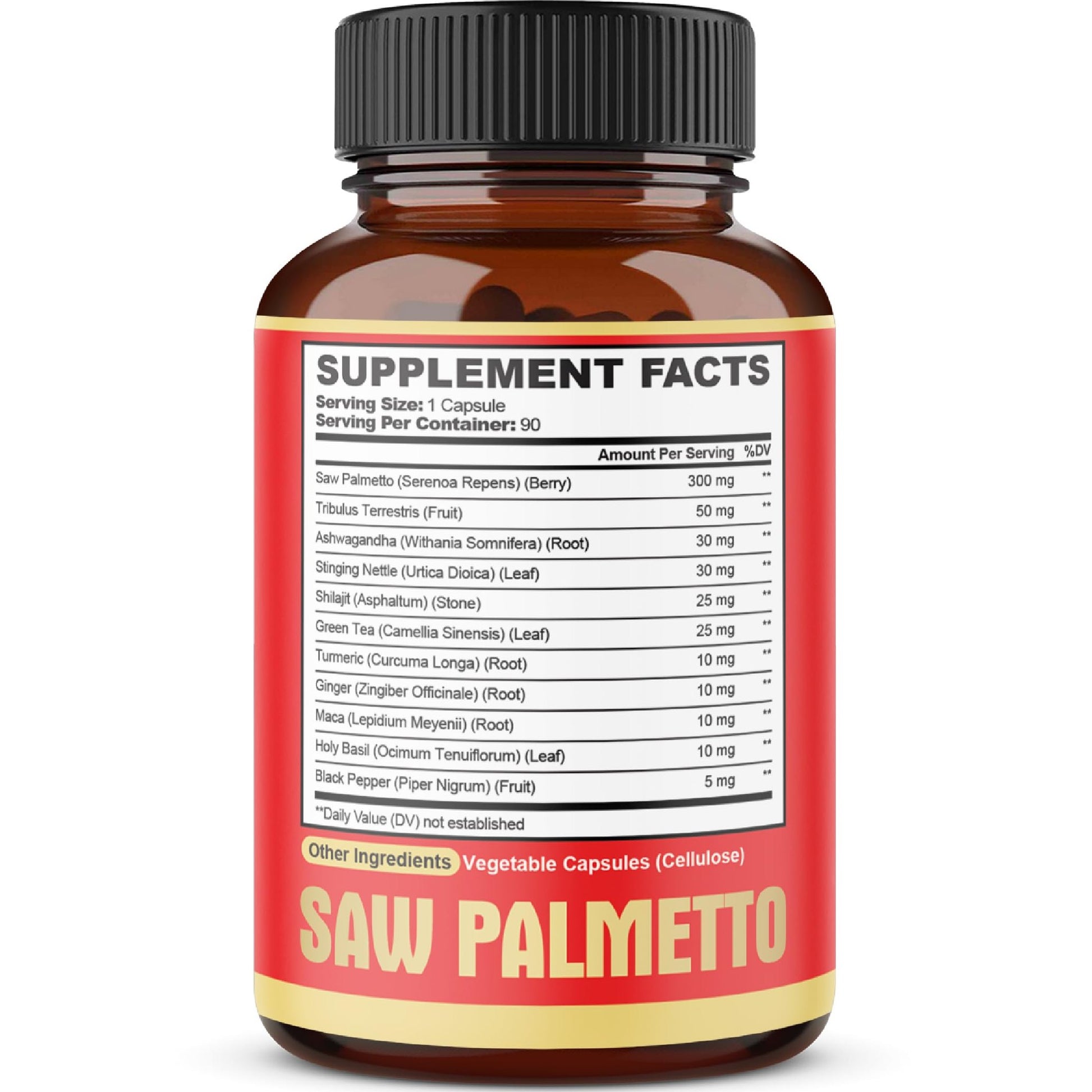 Premium Saw Palmetto Capsules - Combined with Ashwagandha, Turmeric, Tribulus, Maca, Green Tea, Ginger, Holy Basil & More - 90 Capsules 3-Month Supply - Medaid International