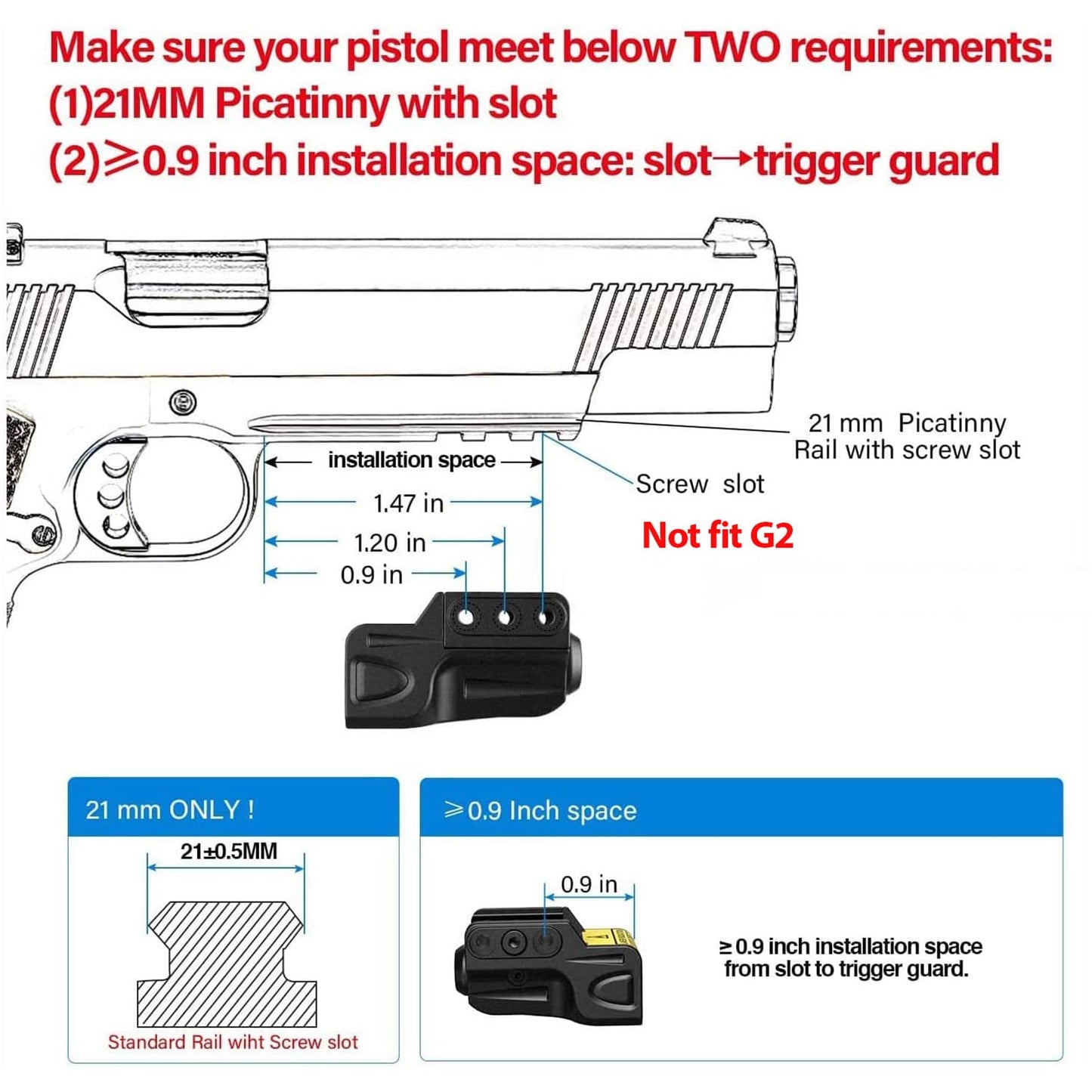 Gmconn Infrared (IR) Laser Rechargeable for Pistol/Handgun with Night Version, IR Beams for Guns, Beam Output: <5mW, Class I - Medaid International