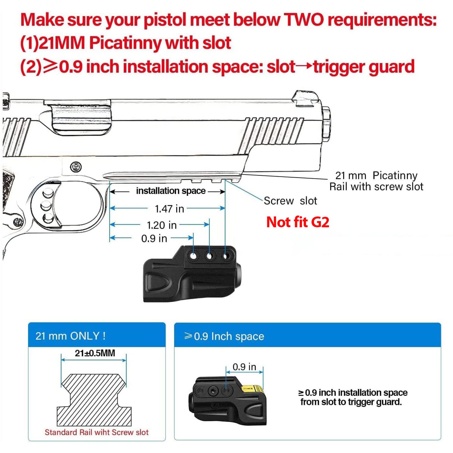 Gmconn Infrared (IR) Laser Rechargeable for Pistol/Handgun with Night Version, IR Beams for Guns, Beam Output: <5mW, Class I - Medaid International