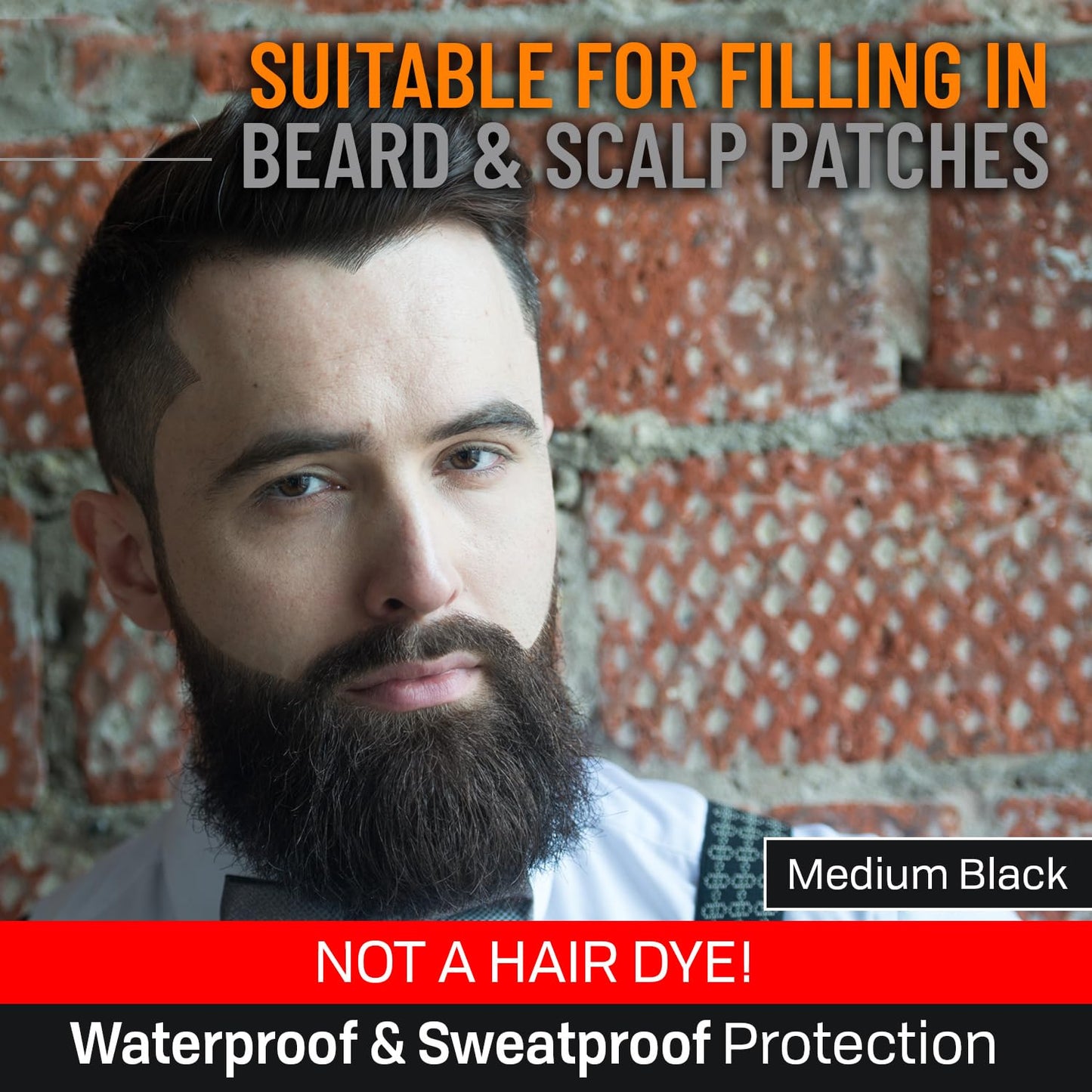 Beard Pen Filler for Men - Barber Styling Grooming Pencil - Waterproof, Sweat Proof, Long Lasting Solution with Natural Finish - Cover Beard and Scalp Patches in Seconds - Medium Black 1 Pack - Medaid International
