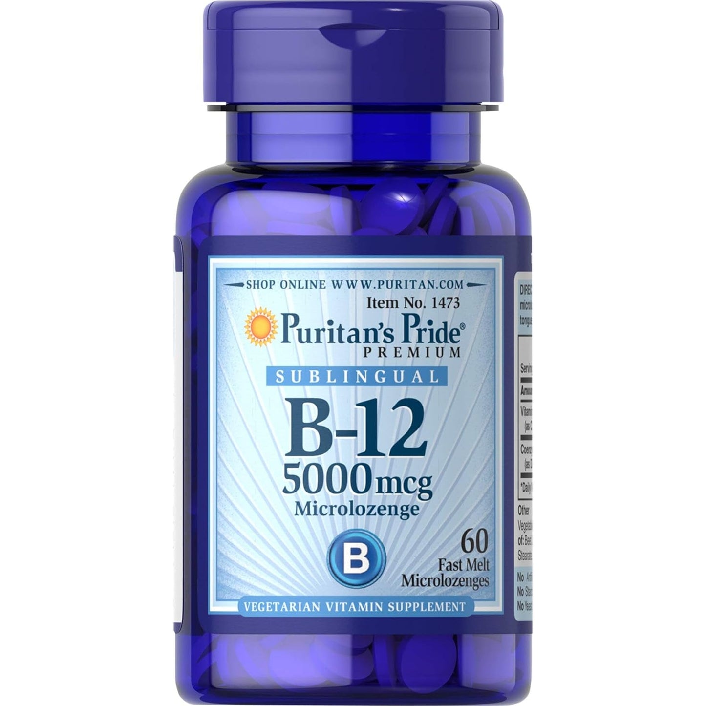 Puritan's Pride Vitamin B-12 Helps Convert Food into Energy* 5000 Mcg Sublingual- Microlozenges, 60 Count (Pack of 1) - Medaid