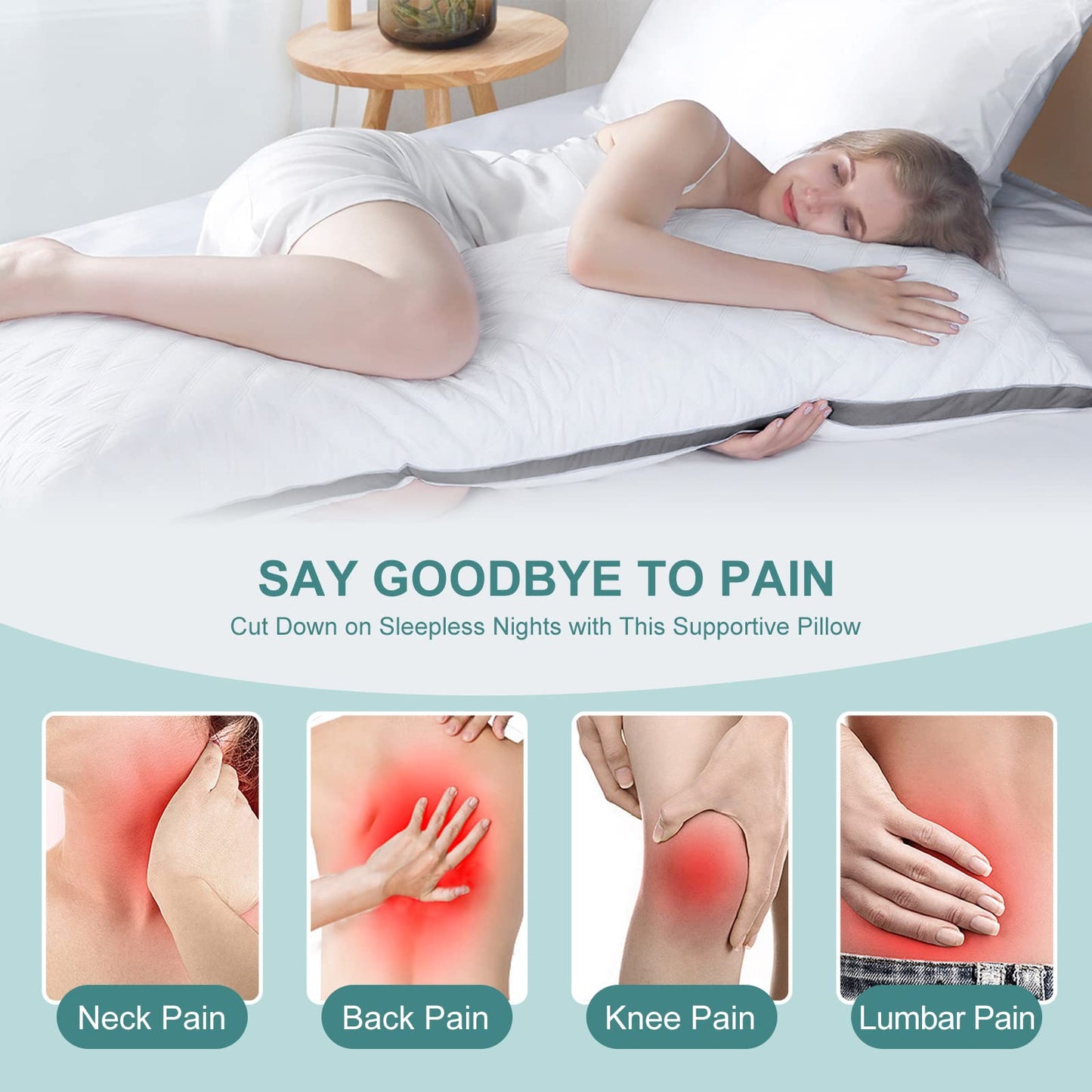 Oubonun Premium Adjustable Loft Quilted Body Pillows - Firm and Fluffy - Quality Plush - Down Alternative - Head Support Pillow - 21"x54" - Medaid International