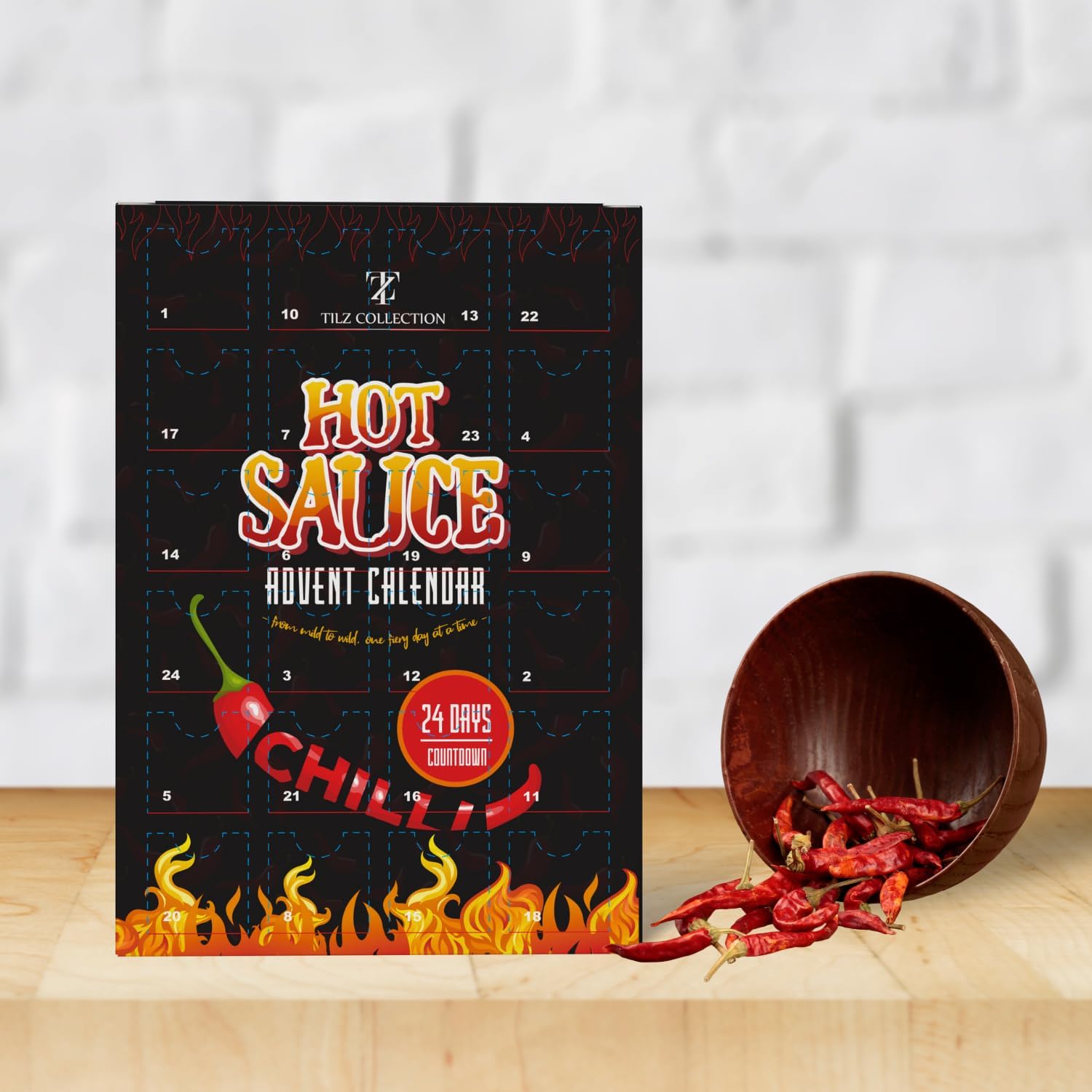 Hot Sauce Advent Calendar 2025 | 24 Days of Chilli Sauce | Ultimate Gift for Spicy Food Lovers | Food Advent Calendar 2025 Men, Chilli Challenge Hot Sauce for Women (Black) - Medaid International