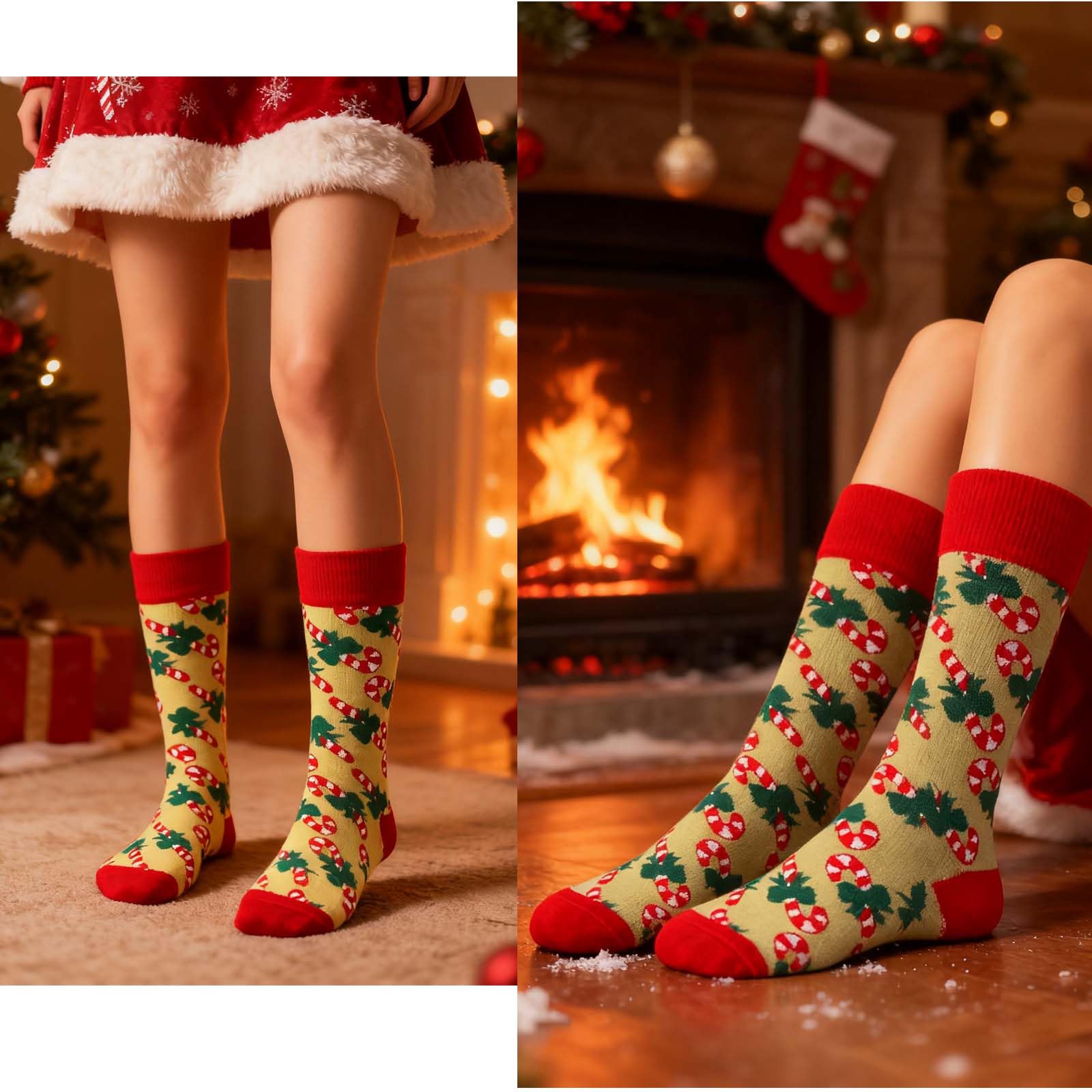 PINCHUAN 2Pairs Christmas Socks Sets Women's Soft Christmas Socks Christmas Themed Socks Christmas Stocking Holiday Socks Gifts for Christmas Party-Xmas Socks A - Medaid International