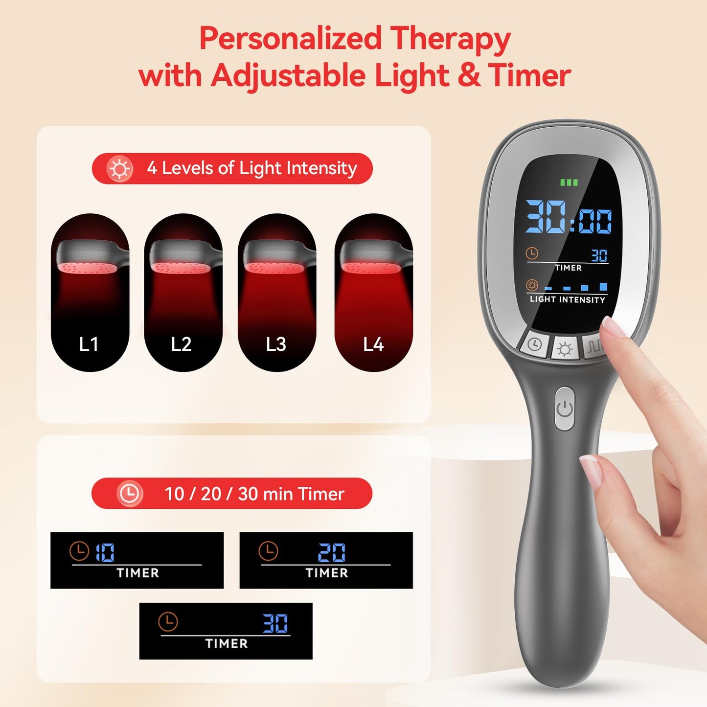 Cold Red Light Therapy Device – Dual Wavelength 8×808nm & 30×650nm Red Light Therapy Wand – Handheld Infrared Light Therapy for Body, Knee, Shoulder, Back, Muscles, Joints and Pets - Medaid International