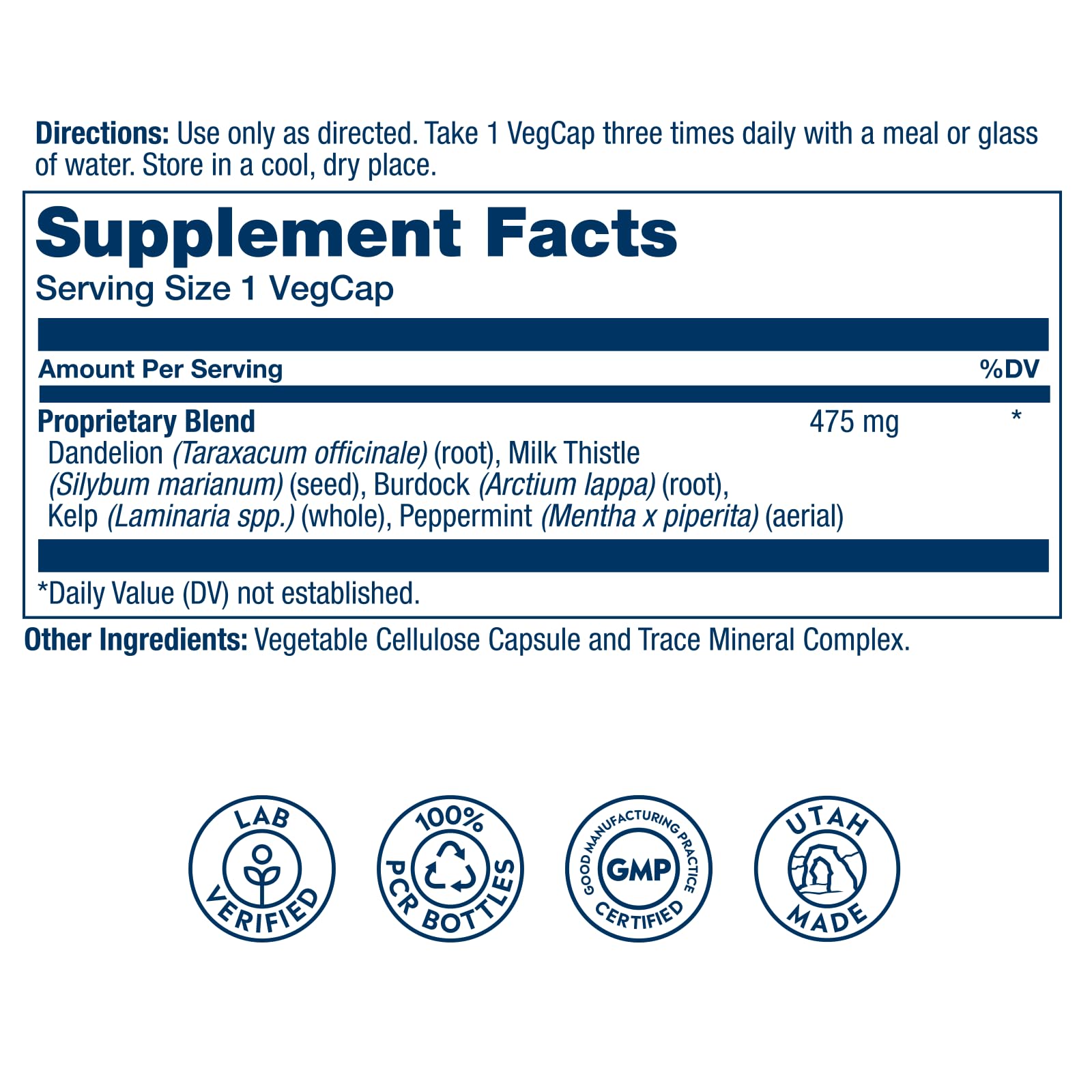 SOLARAY Liver Blend SP-13 - Traditional Herbal Support with Milk Thistle Extract, Dandelion Root, Burdock, Kelp, Peppermint and Trace Minerals - 60-Day Guarantee, 100 Servings, 100 VegCaps - Medaid International