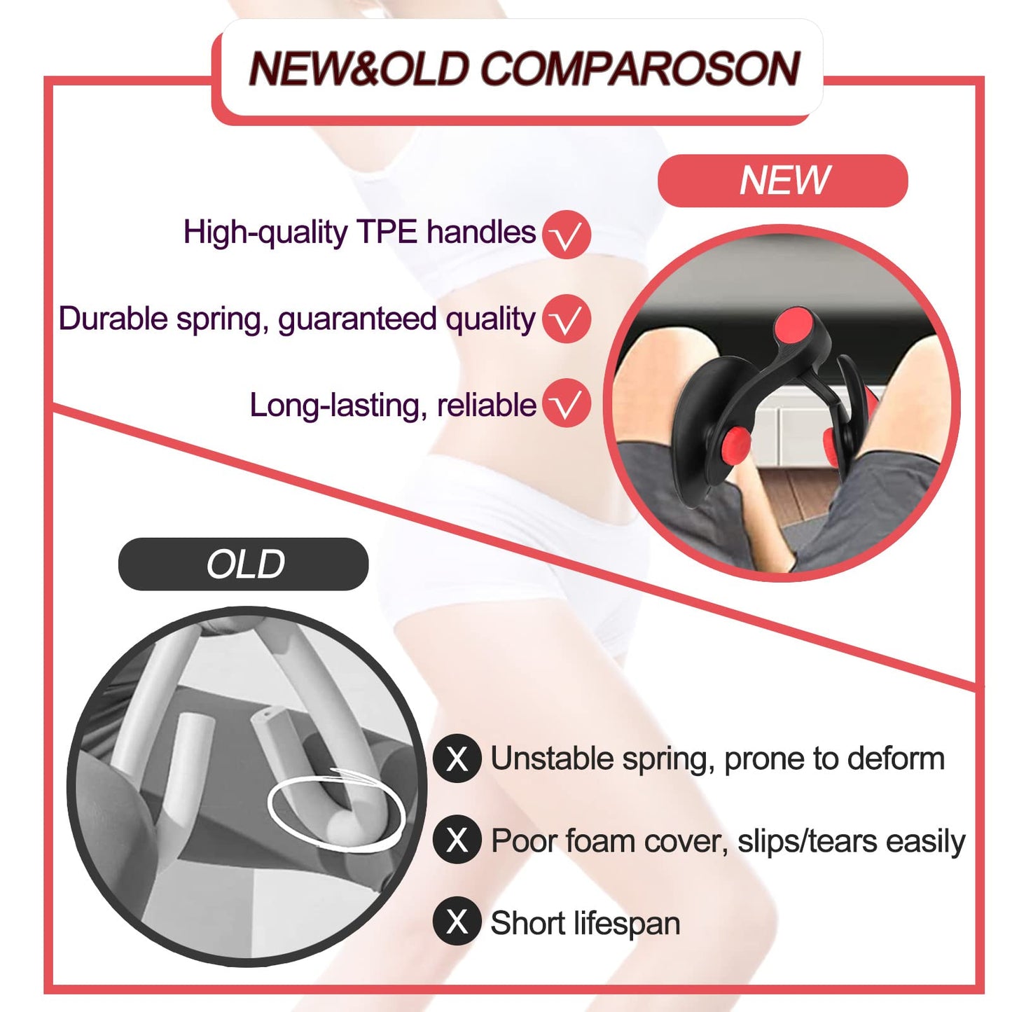 35lb Kegel Exerciser Pelvic Floor Muscle Exercise Devices Inner Thigh Trainer Workout Equipment Train for Home Hip Under Desk Exercise Men Women Black with Band - Medaid International