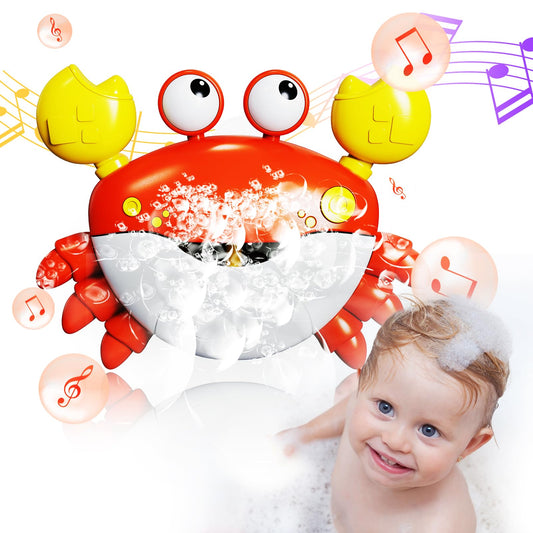 GLZOOO Crab Bath Toys: Bath Toys for Toddlers, Blow Bubbles and Plays 12 Children’s Songs, Sing-Along Bath Bubble Maker for Baby (Red) - Medaid International