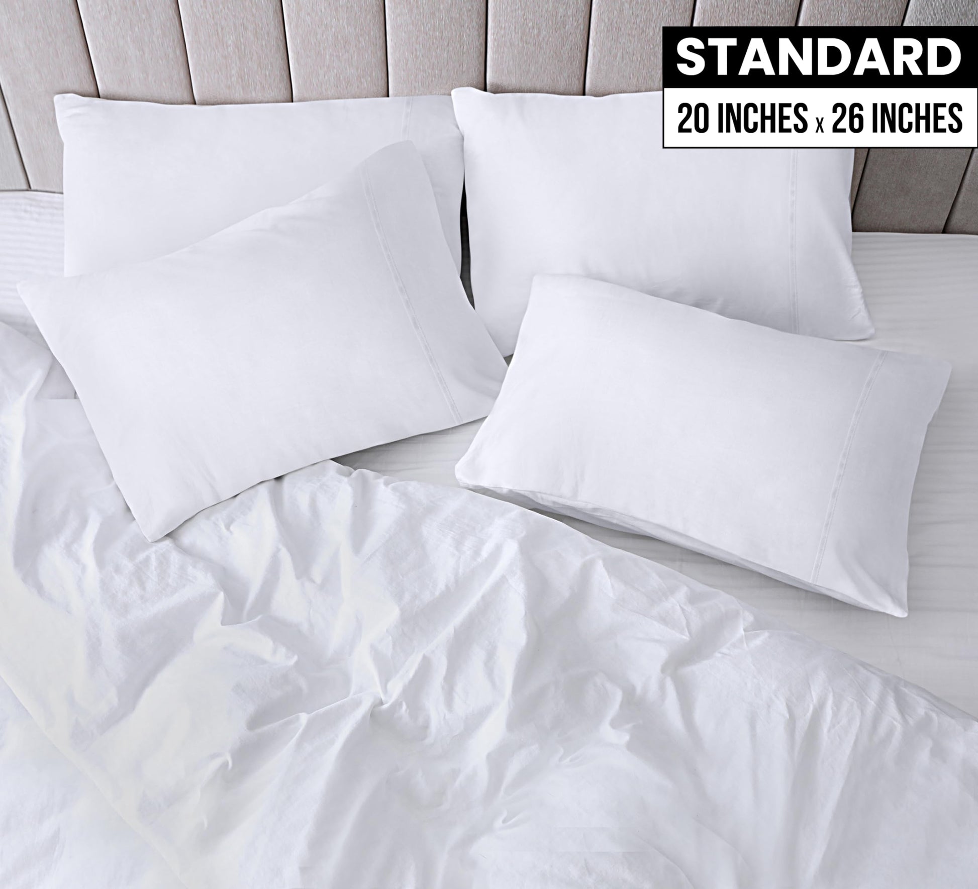 Utopia Bedding Standard Pillow Cases - Pack of 4 - Envelope Closure - Soft Brushed Microfiber Fabric - Shrinkage and Fade Resistant Pillow Covers Standard Size 20 X 26 Inches (Standard, White) - Medaid International